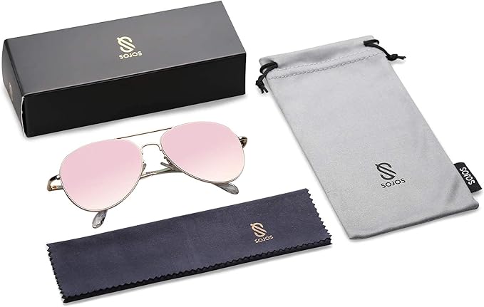SOJOS Classic Aviator Sunglasses for Women Men Metal Frame Spring Hinges SJ1030