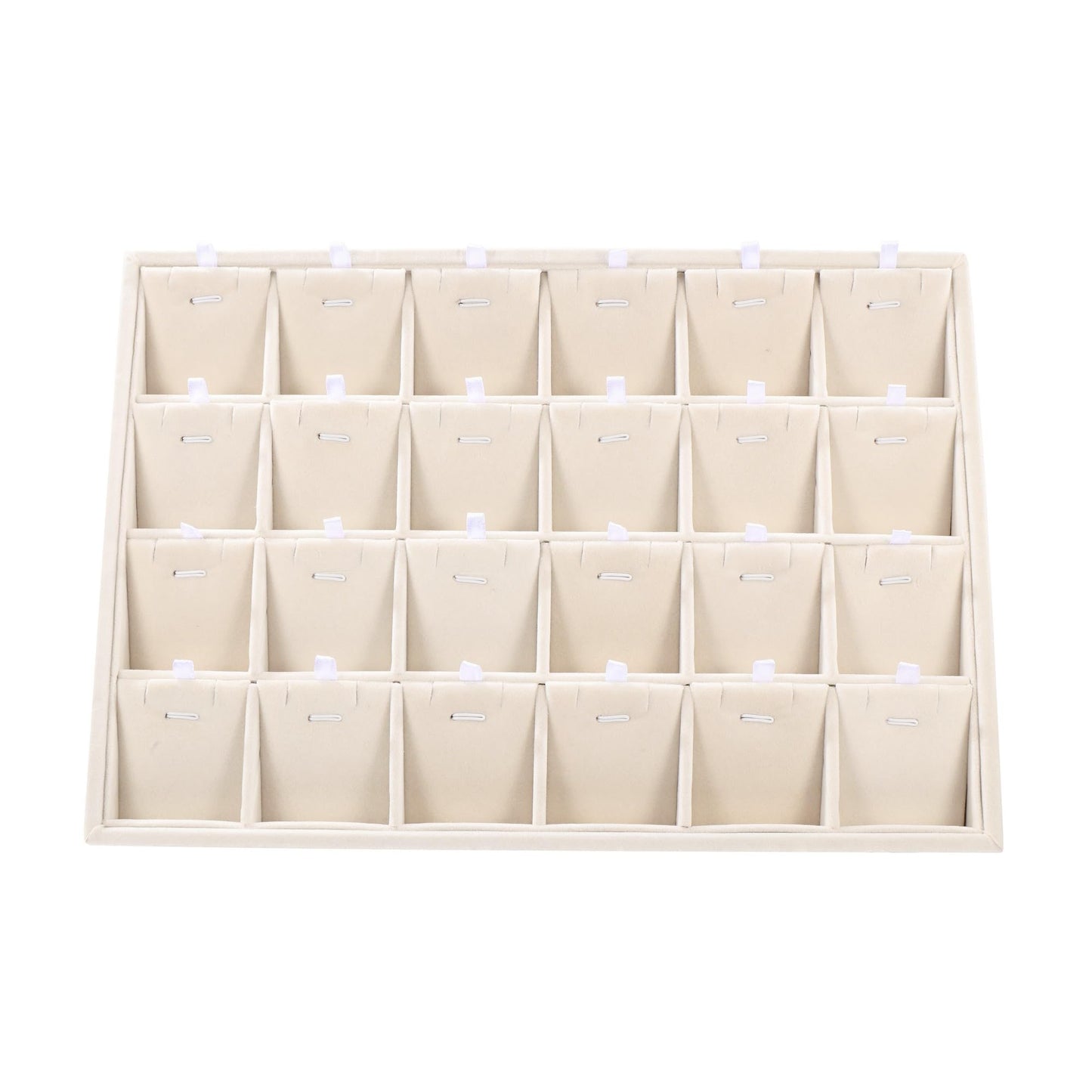 Mornajina 24 Grids Stackable Jewelry Tray Organizer with Removable Dividers, Velvet Jewelry Display Tray for Earrings Necklaces Bracelet Rings Display Showcase - Light Khaki