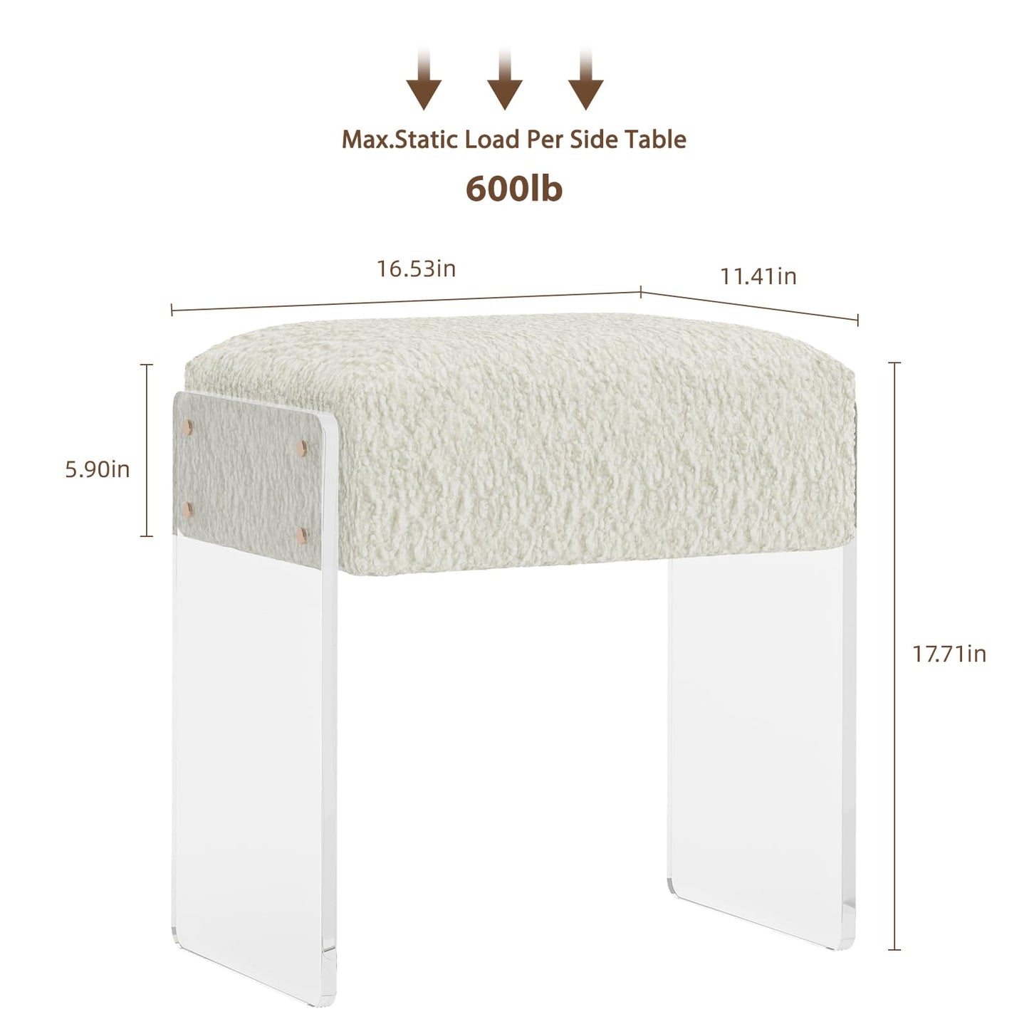bitaycan Vanity Stool Chair and Pouf Ottoman-Modern Multifunctional Vanity Stool and Foot Rest with Wool and Acrylic Leg for Makeup Room, Living Room, Bedroom