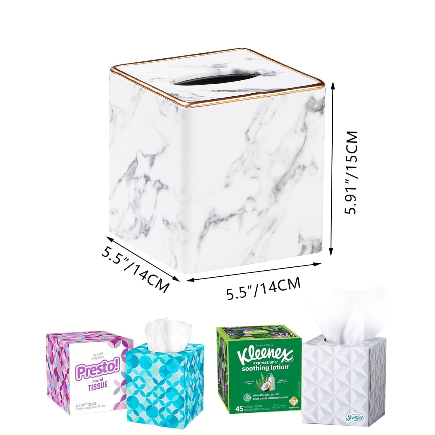 Leather Tissue Box Cover Square,Decorative Cube Tissue Box Holder with Magnetic Bottom,Facial Paper Organizer Table Napkin Case Dispenser for Bathroom,NightStand,Coffee Car,Home,Office