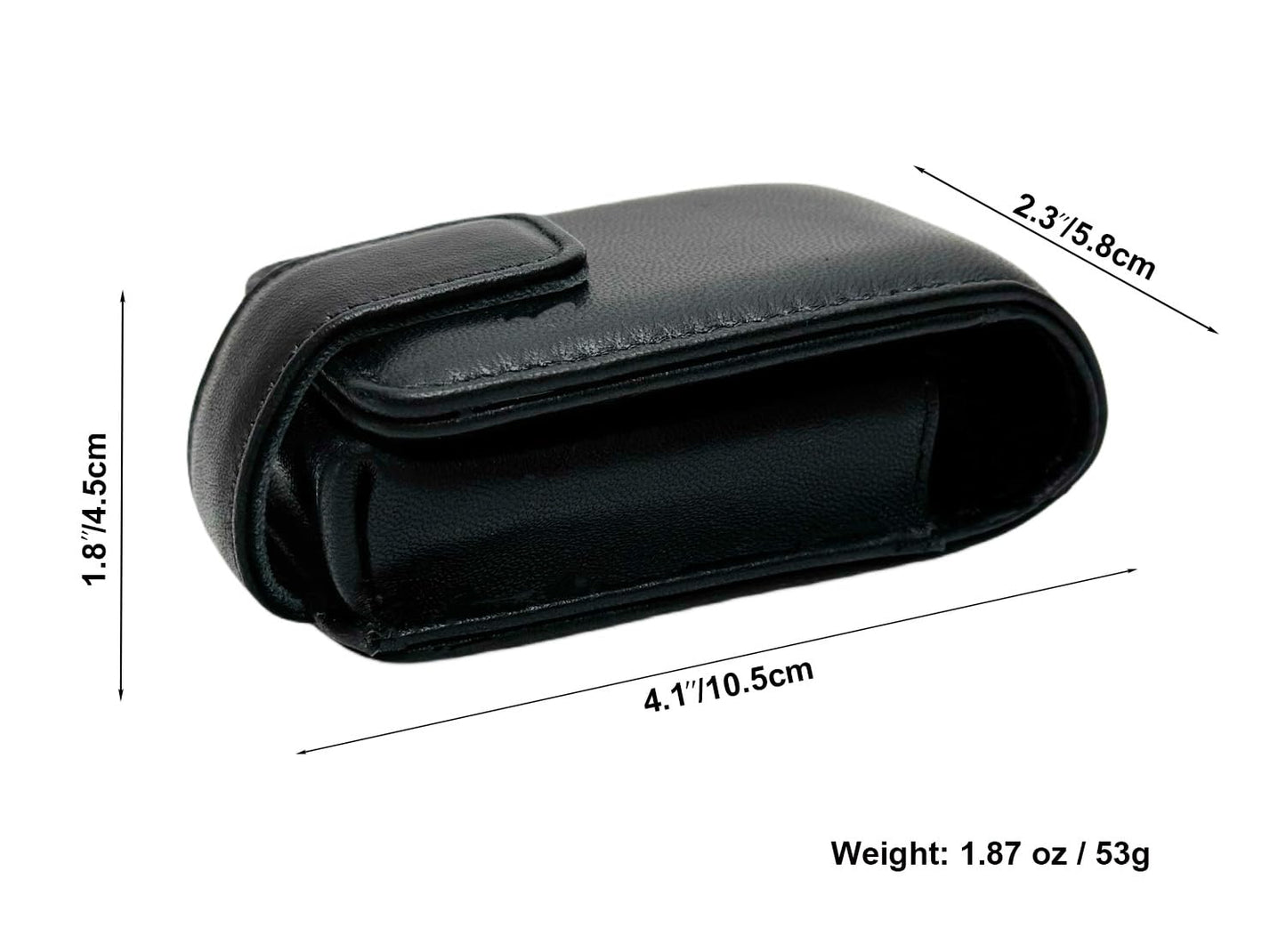 AgentMoon Handheld Lipstick Pouch with Mirror,Genuine Leather Lip Balm Case with Clamshell Magnetic Hidden Clasp.Portable Travel Cosmetic Case for Women Gift. 4.1x2.3x1.8 inches (Black)