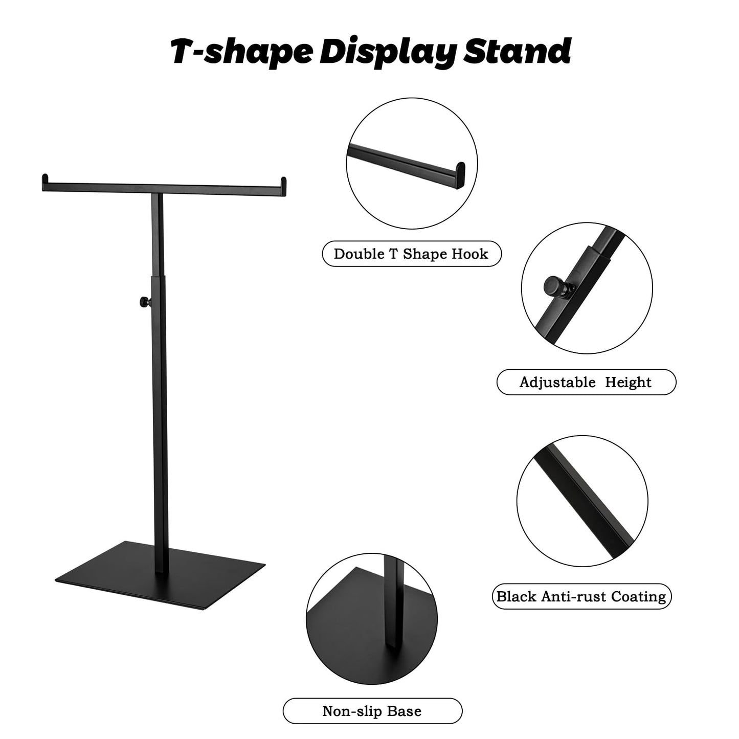 CHANJEYION Purse Display Stand Jewelry Tower Stainless Steel Handbag Stand Jewelry Stands Tabletop for Necklaces Organizer Stand Adjustable Height Home Store Boutique, Black