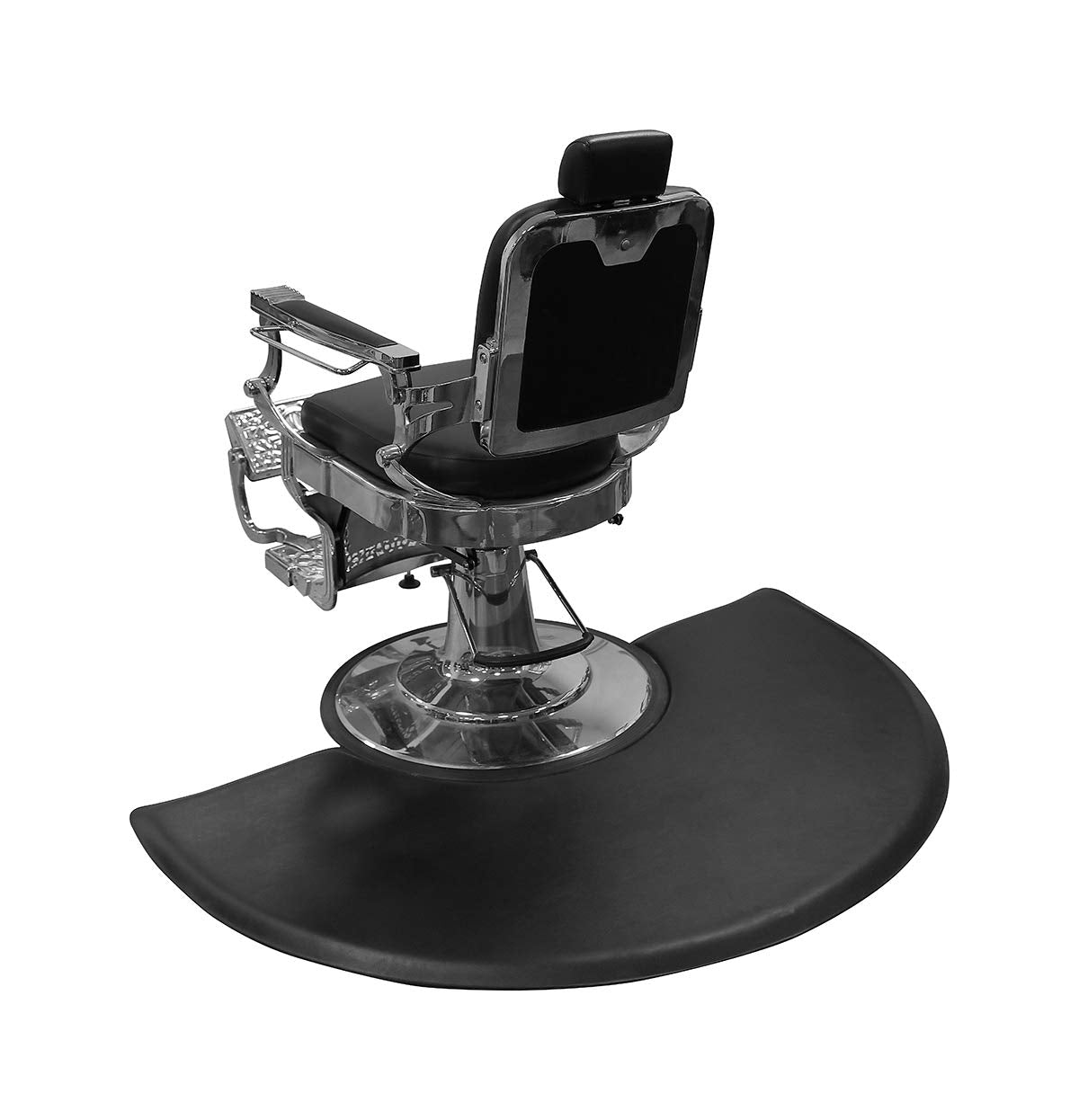 Antlu 1 Inch Thick Barber Cutting Chair Salon Floor Mats for Beauty Hair Stylist Station Anti Fatigue (Black, 5 Ft × 3 Ft Ellipse)