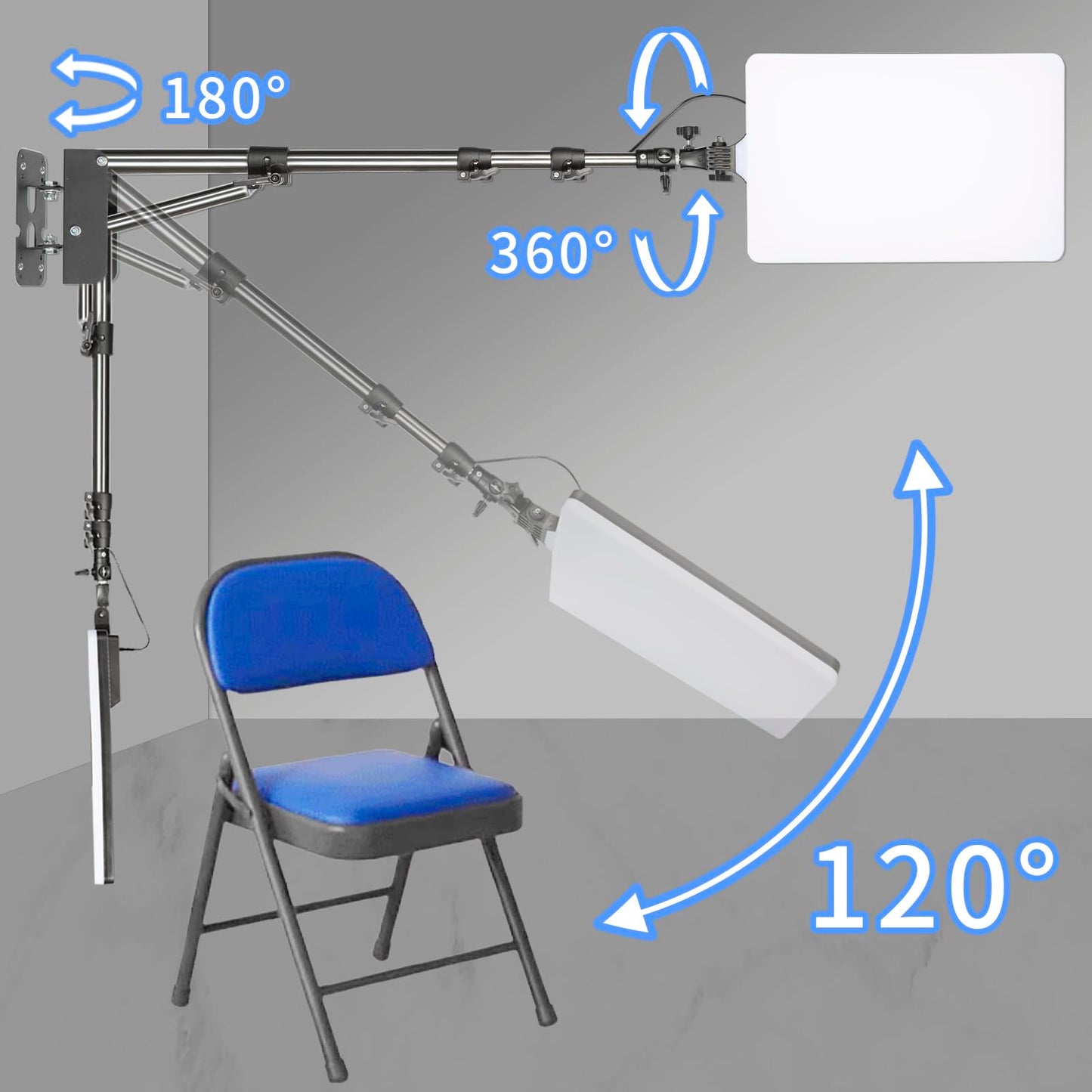 New wall-Mounted Tattoo lamp, Maximum 83 inches (210 cm), 19-inch Large LED Panel, Super Bright Work, Suitable Eyelash Extension, Beauty, Hairdressing, Photography and Live Broadcast