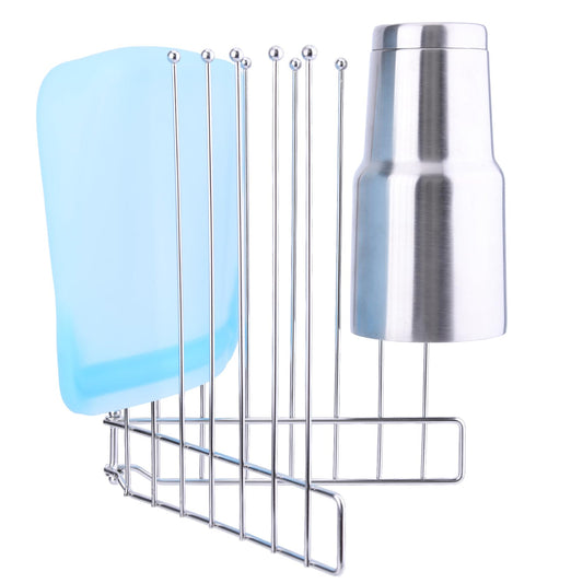 LEKUSHA Foldable Bottle Drying Rack, Reusable Storage Bag Drying Rack, SUS 304 Stainless Steel Dryer Stand for Water Bottle Cup Mug Tumbler Cutting Board Lids
