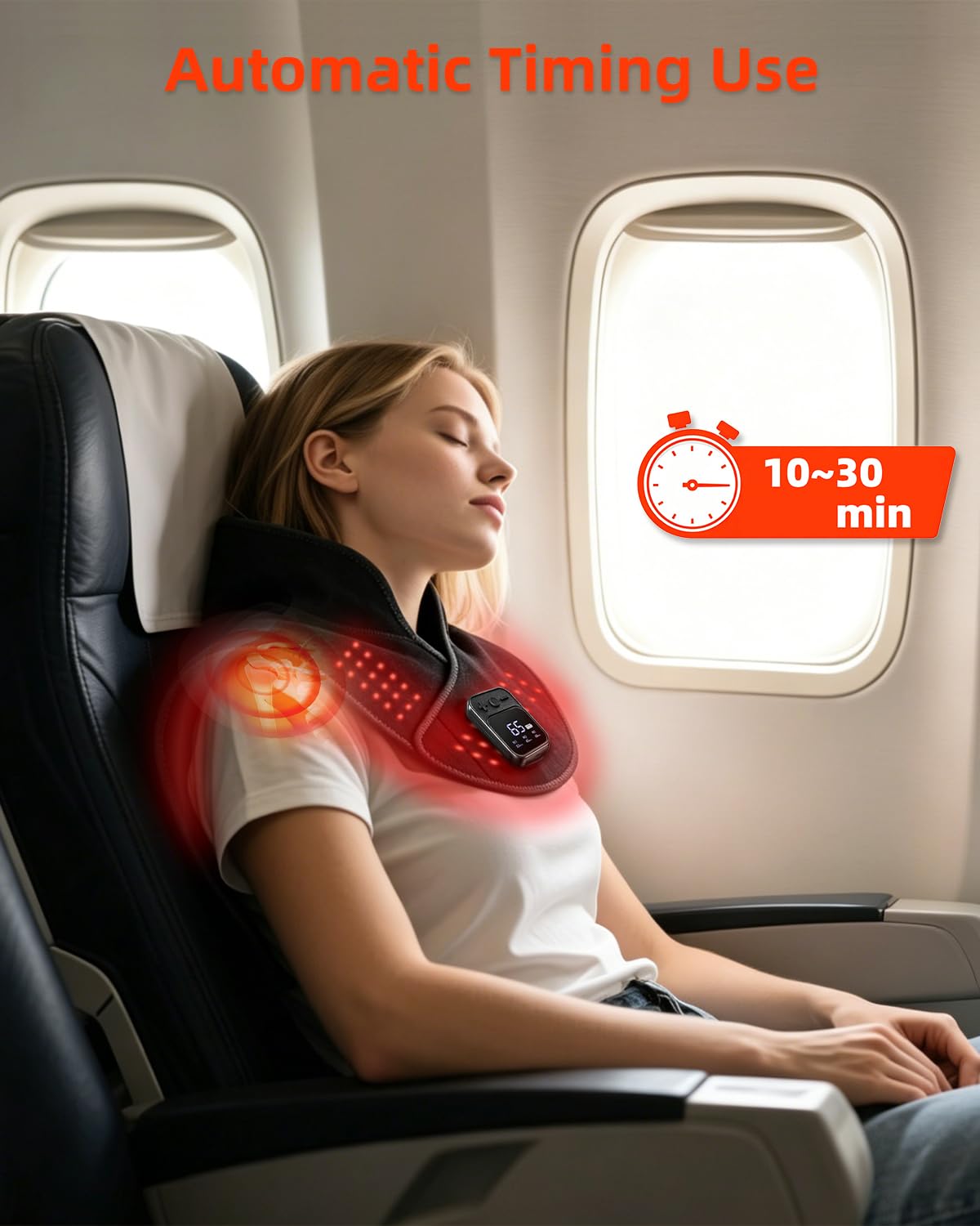 Red Light Therapy for Neck & Shoulder,660nm&850nm LEDs Infrared Light Therapy Pad with Massage,5000mAh Neck & Shoulder Massage with 3 Modes, 10-30mins Adjustable Timing