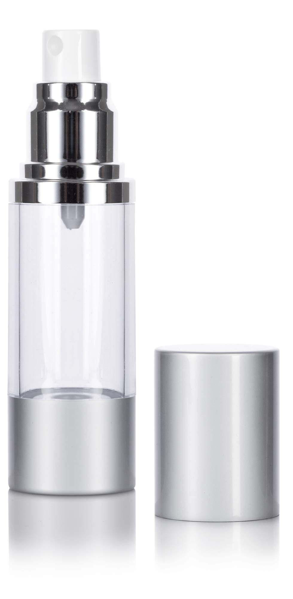 JUVITUS (12 Pack) 1 oz Airless Silver Matte Plastic Spray Bottle