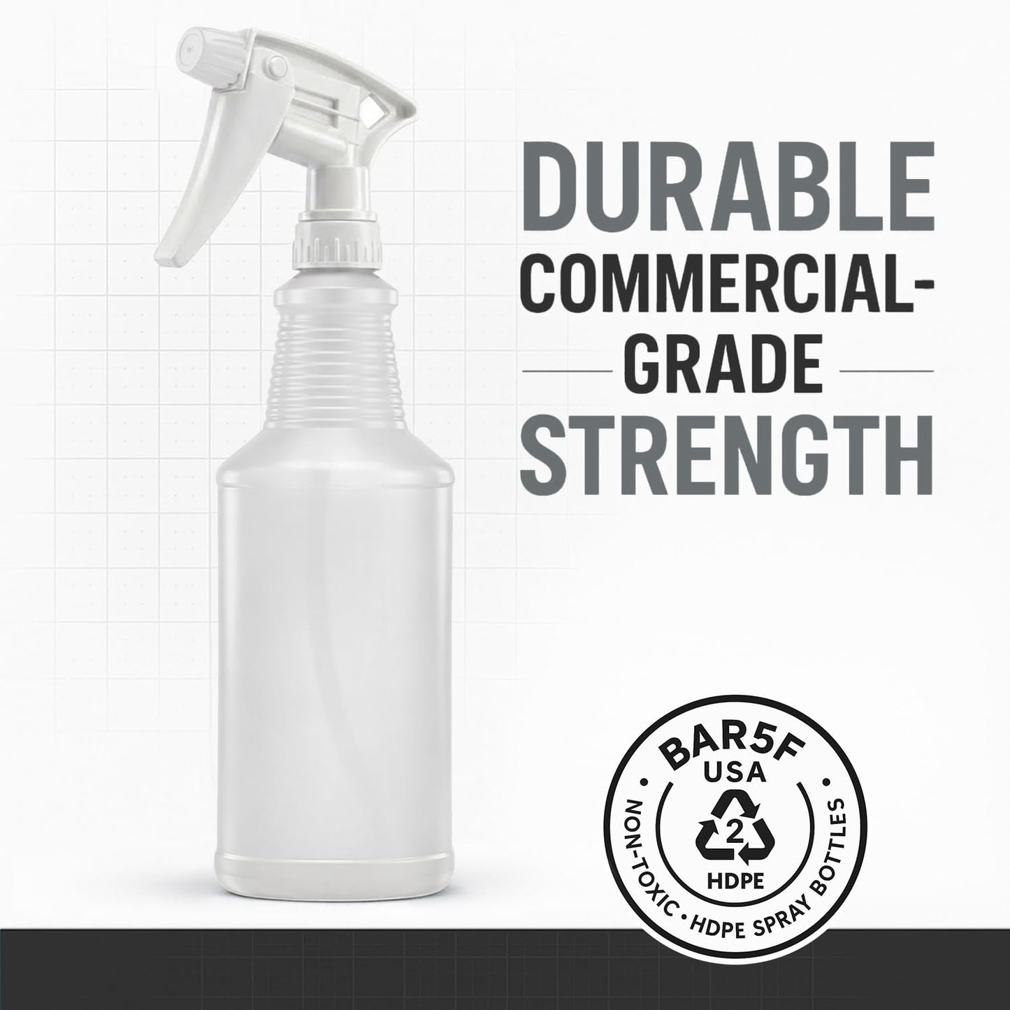 Bar5F Commercial Spray Bottles with Adjustable Trigger, Chemical Resistant HDPE, BPA-Free (3-Pack / 24 oz/Multicolor)