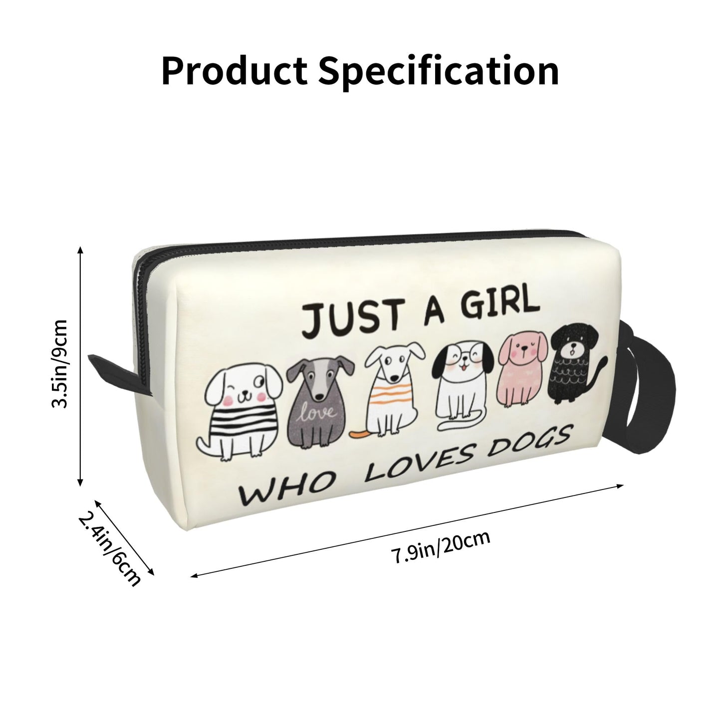 OLUSENMO Cute Dog Lover Girl Makeup Bag for Women - Durable 600D Oxford Fabric Cosmetic Organizer,Compact Travel Pouch with Handle for Gym & Daily Use