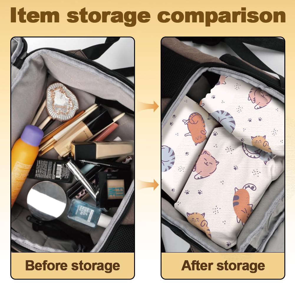 DOODLREAM 2 Sheets Self-Adhesive Magic Cloth Cute Cat Travel Makeup Bag Organizer & Scratch-Resistant Camera Lens Protective Wrap, Reusable Portable Cosmetic Pouch (19.6"x19.6"/13.7"x13.7")