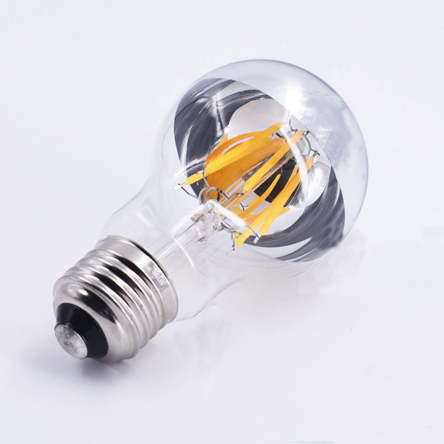 A19 Silver Half Chrome Light Bulb Dimmable 4W (Equivalent 40 Watt) LED Edison Bulb A60 Half Silve Dipped LED Bulb Globe Shape 2700K Warm White Decorative Mirror Light Bulb CRI 90+ E26 Base