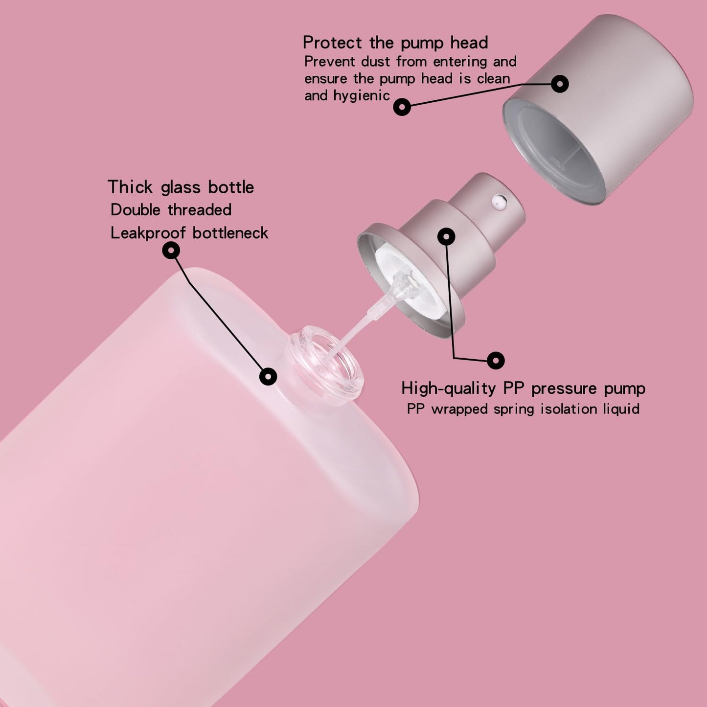 Jxcmeng 4 Pack 100ml/3.38 Oz Empty Frosted Glass Spray Bottle Perfume Atomizer, Refillable Spray Empty Perfume Bottles Fine Mist Atomizer Cosmetic Container for Travel (4 Pcs 100ml Frosted Bottles)