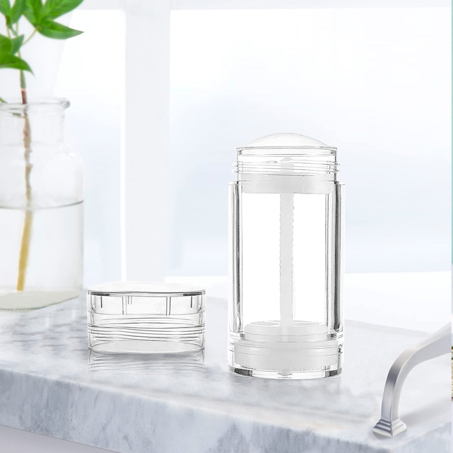 9 PCS 2.5oz/75ml Round Plastic Containers, Reusable Clear Twist Up Filling Stick Holder, Makeup Stick for DIY Balm, Chapsticks, Bottom-Filling
