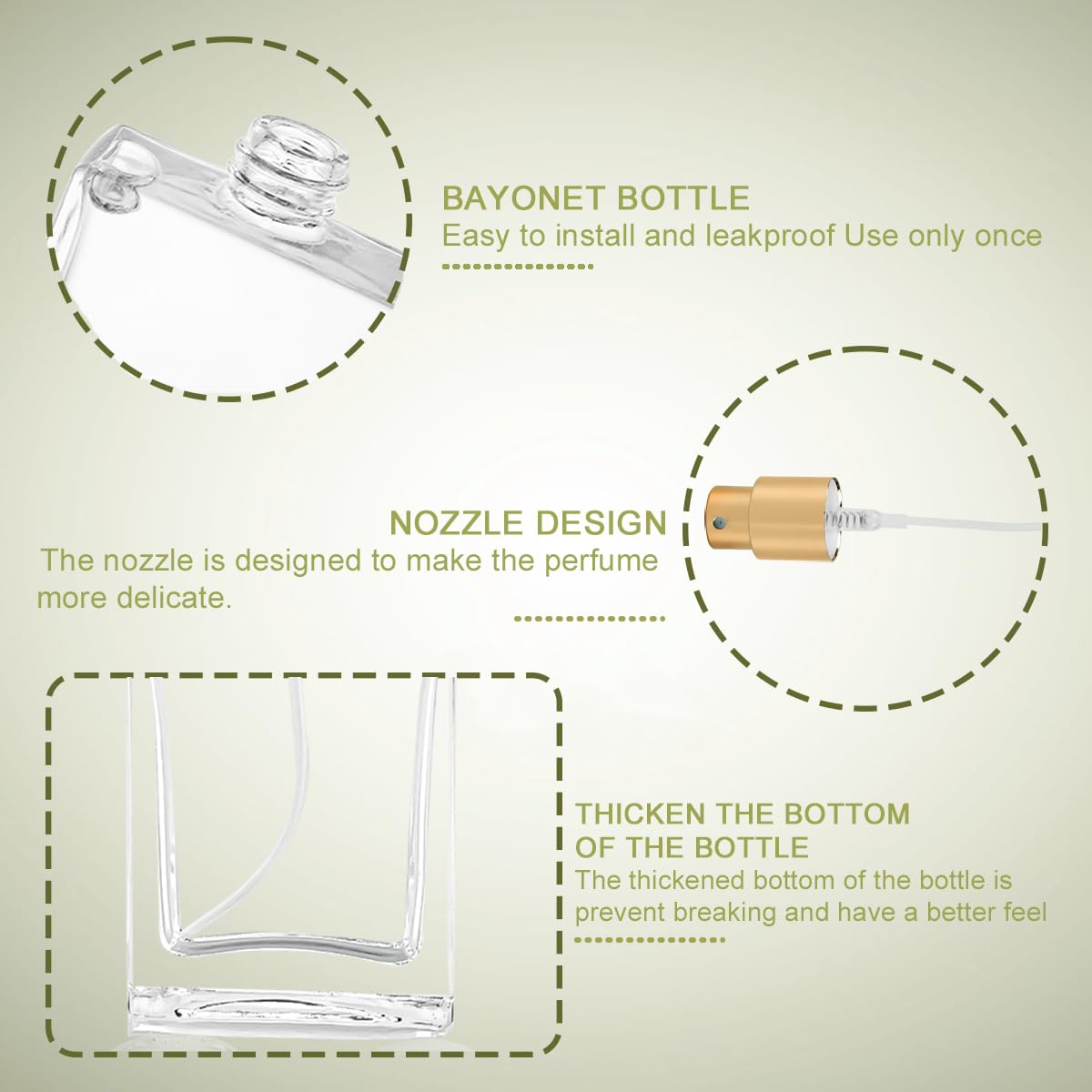 Enenes Glass Perfume Bottles 8 Pack 30ml/1Oz Premium Square Gold & Silver Refillable Atomizer Spray Bottle Leak-Proof Portable Empty Perfume Containers for Travel, Purse, Gym & Home Office Use