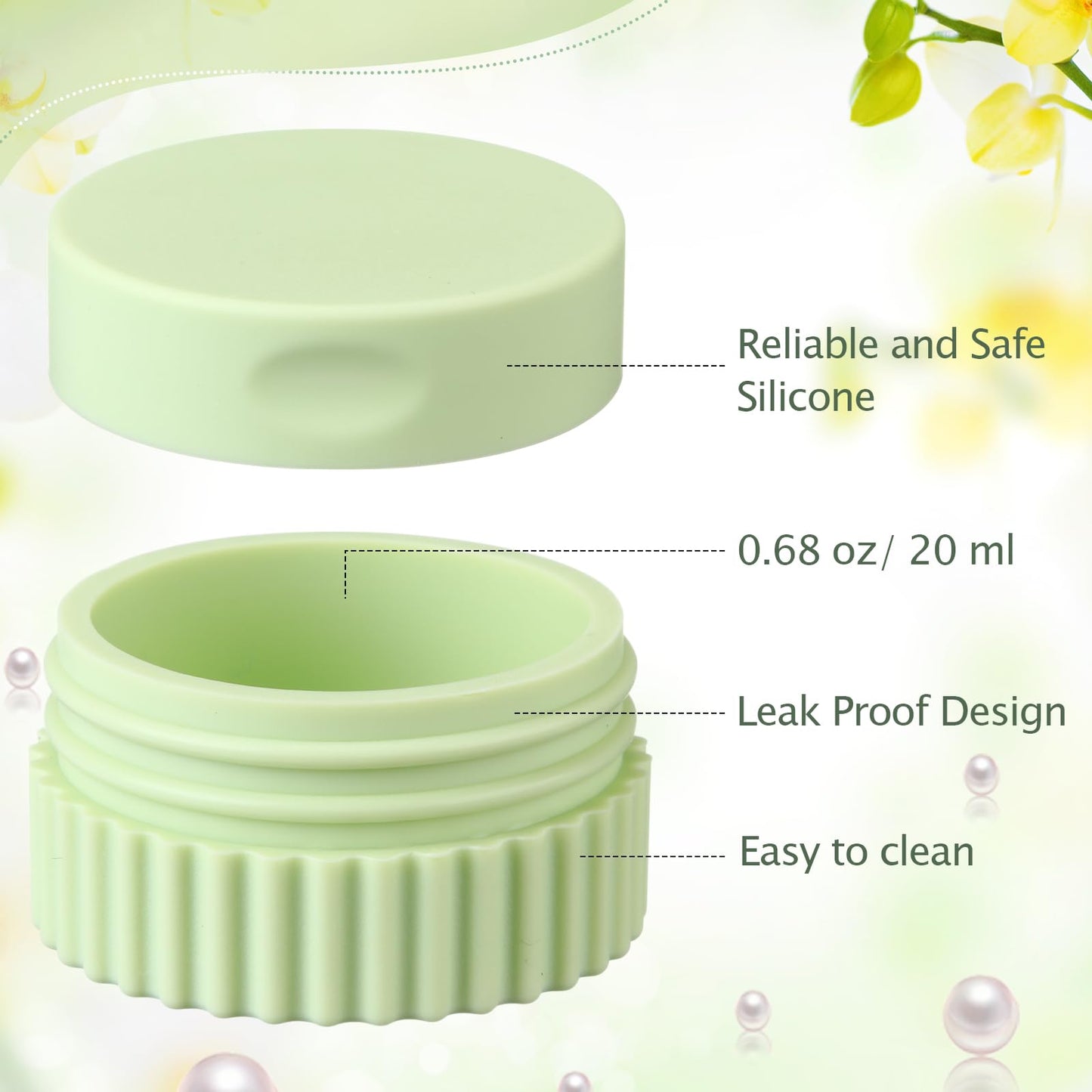 Maxcheck 8 Pcs Travel Containers for Toiletries 0.68 Oz/20 ml Small Silicone Cream Jar with Lid Mini Leakproof Lotion Jar Refillable Travel Cosmetic Container for Face Body Skin Cream (Fresh Color)