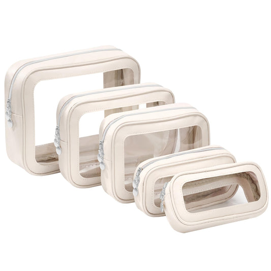 5PCS Diaper Bag Organizer Pouch Set, Clear Organizer Bags, TSA Approved Toiletry Bag, Clear Waterproof Cosmetic Bags with Zipper, Purse Organizer Pouches, Travel Organizer Bags for Woman and Kids