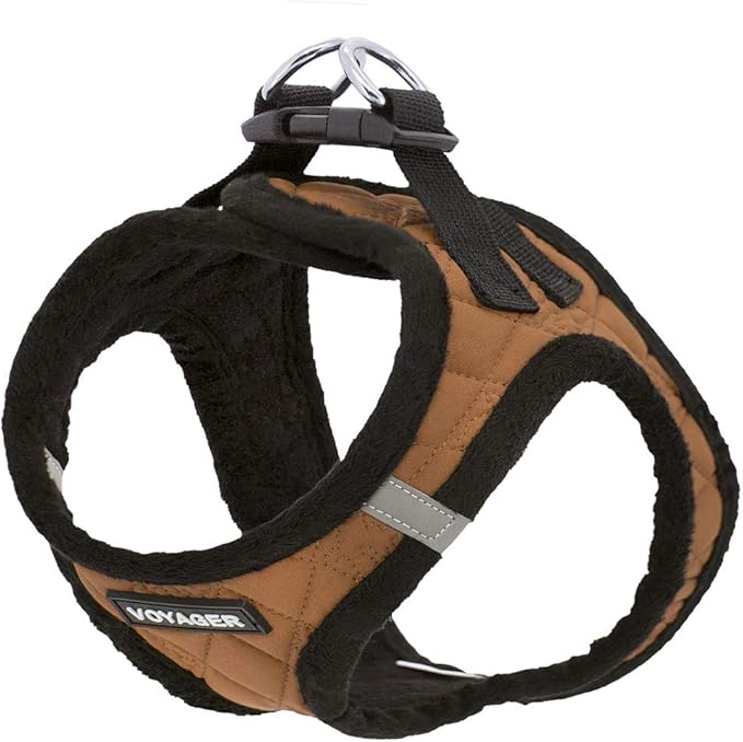 Best Pet Supplies - All Weather Mesh/Plush, Reflective, No Pull Harness for Small, Medium Dogs, Cats - Secure with Hook & Loop Fastener, Buckle, Double D-Rings - Beige Plush, L