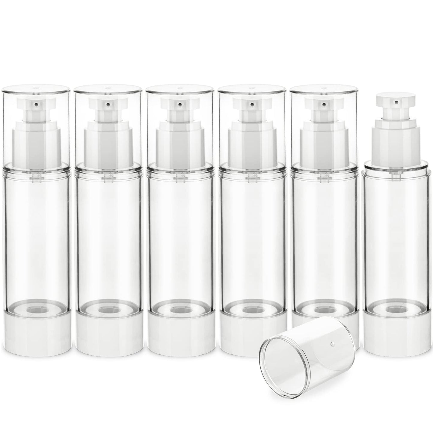 IFDGCTK 2.7OZ/80ML Clear Airless Pump Bottles, Lotion Dispenser Travel with Pump, Vacuum Plastic Travel Size Lotion Bottle for Foundation, Creams, Cosmetic(6 Pack)