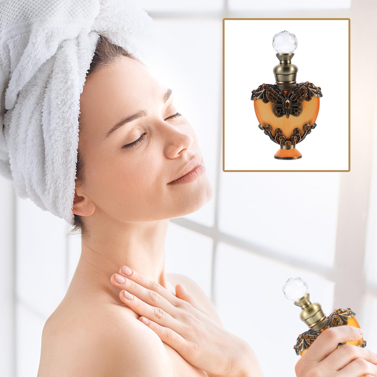Healifty Heart Shaped Perfume Bottle Vintage Refillable Empty Perfume Bottle for Travel Cosmetic Sample Essential Oil Fragrance Storage Romantic Wedding Gift 3.54 X 2.16 X 0.86 in