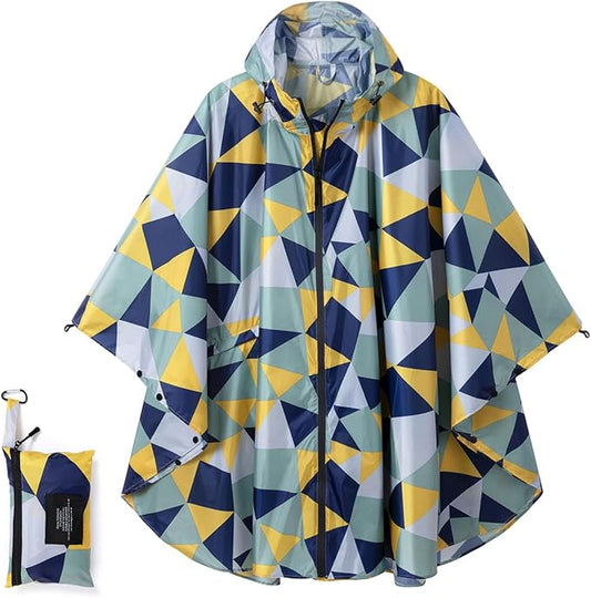 Fashion Hooded Rain Poncho Waterproof Raincoat Jacket with pocket for Women/Men/Adult