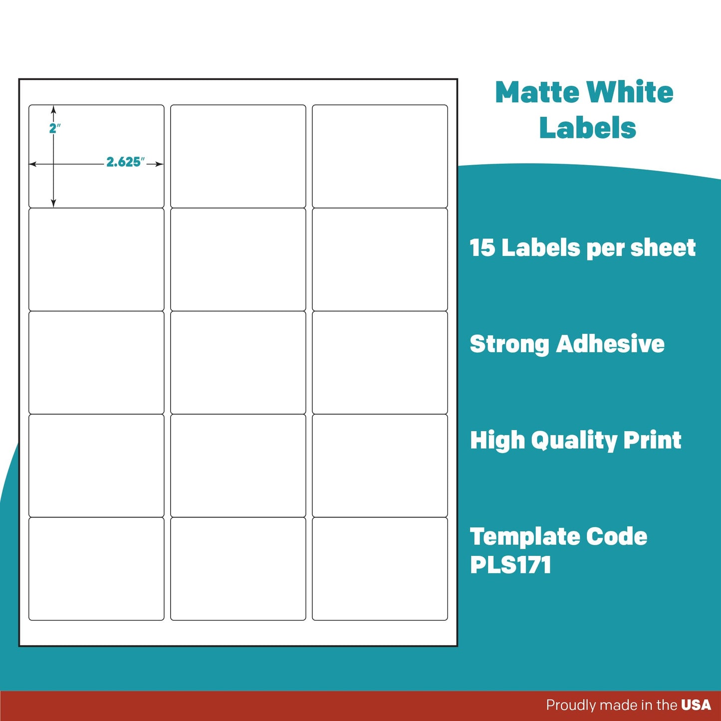 Premium Label Supply White Sticker Labels – 2.625" x 2" – Laser/Inkjet Compatible – (15 per Sheet), 100 Sheets – 1500 Total Adhesive Labels