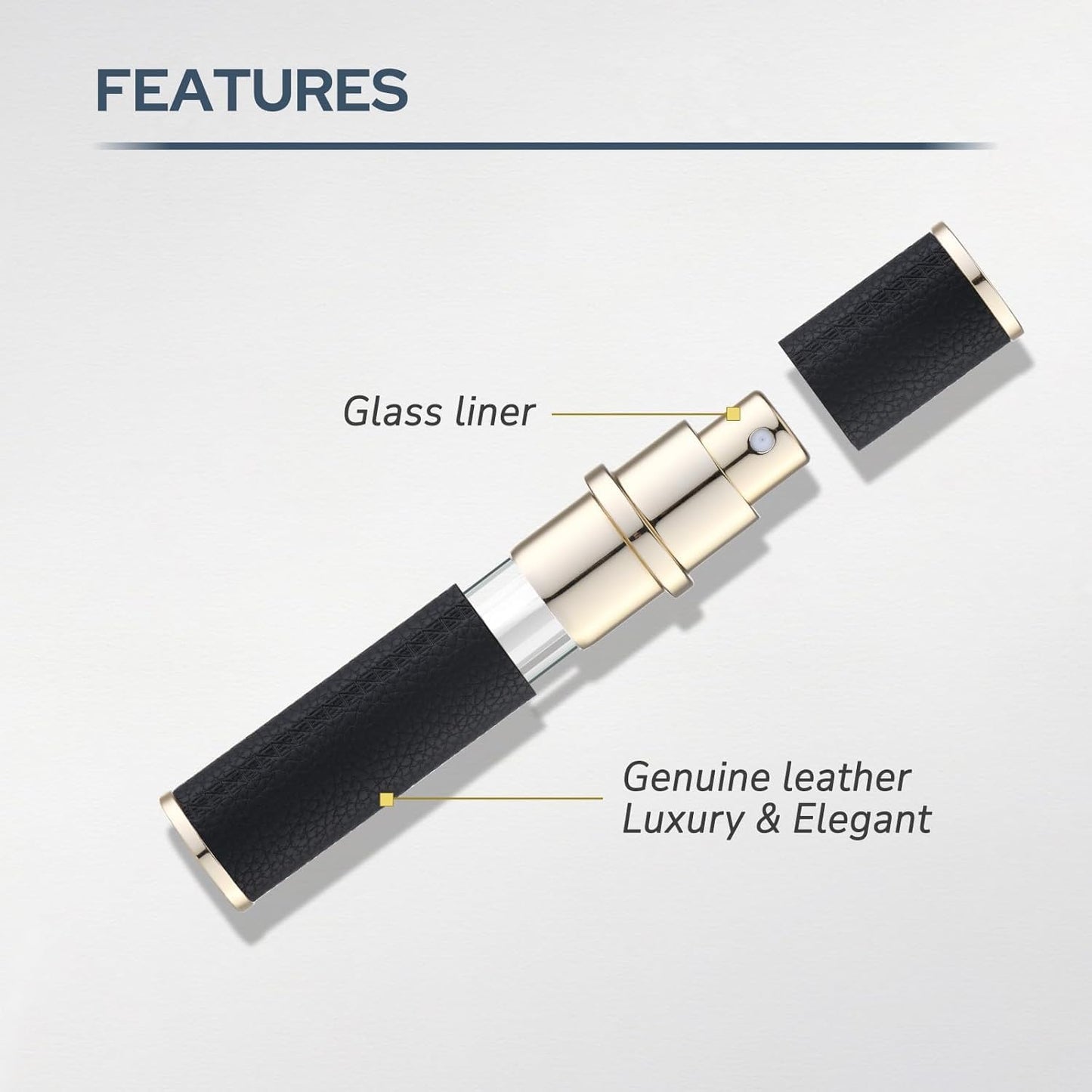 Fusupak Travel Perfume Bottle Refillable - Mini Leather Cologne Atomizer Sprayer Portable - Empty Small Size Fragrance Pump Dispenser Container for Coffee Spray Bottle - Small Refill 10ml Black 4 PCS