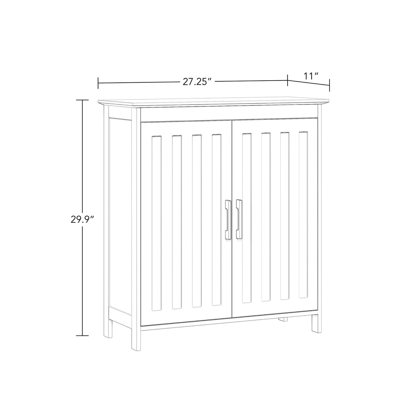 RiverRidge Monroe Two-Door Floor Storage Cabinet - Bathroom Storage Cabinet with Adjustable Shelves - Soft-Close Doors White Finish with Matte Black Handles