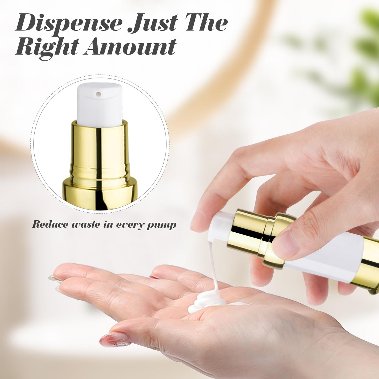15 Pcs 0.17oz/5ml Airless Pump Bottle Refillable Vacuum Pump Bottles Travel Size Cosmetic Container for Lotion Cream Moisturizer Facial Serum