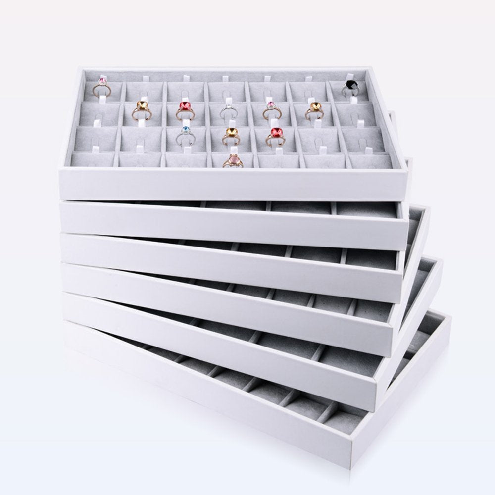 Oirlv Velvet Stackable Jewelry Tray 32 Grids Earrings Organizer Display Showcase Jewelry Storage trays