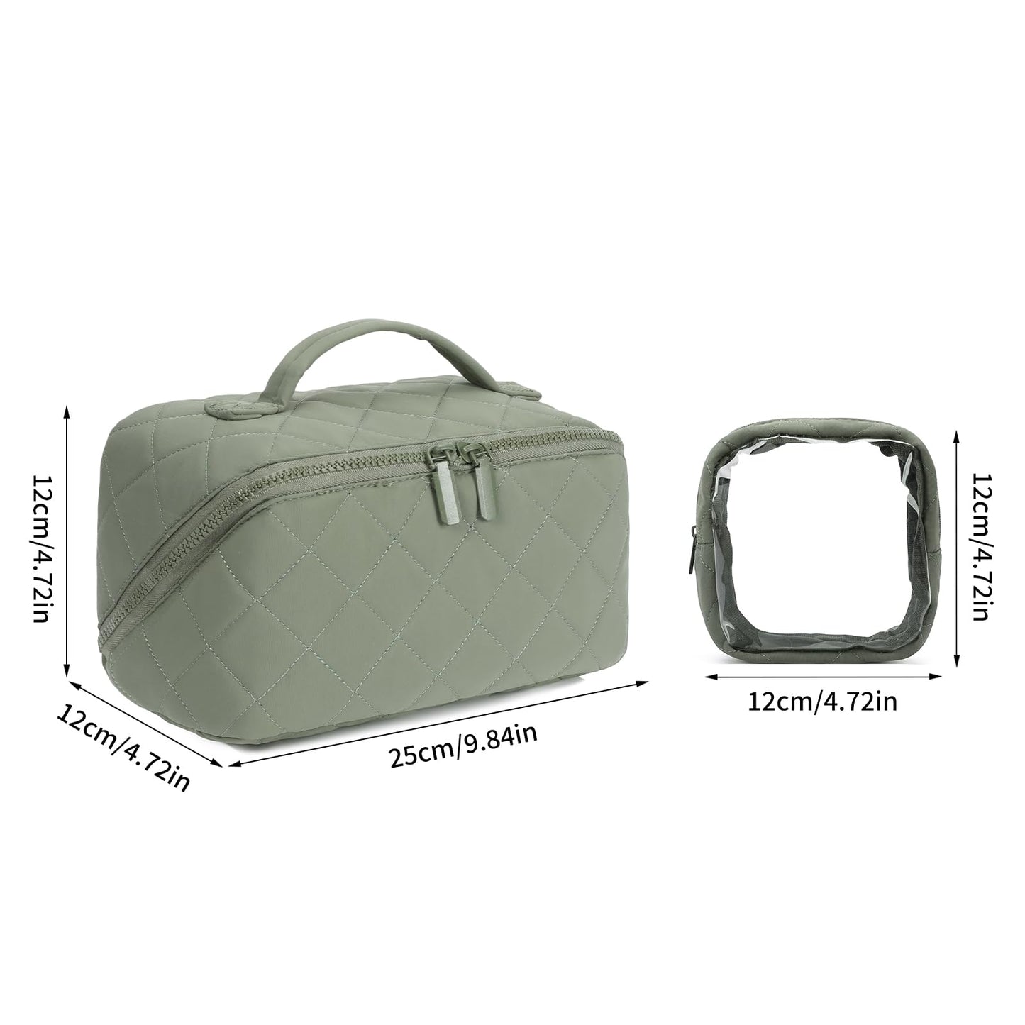 AMXNX Makeup Bag for Woman Quilted Puffer Cosmetic Bags Travel Organizer Large Capacity Wide-open Pouch Toiletry Bag Set