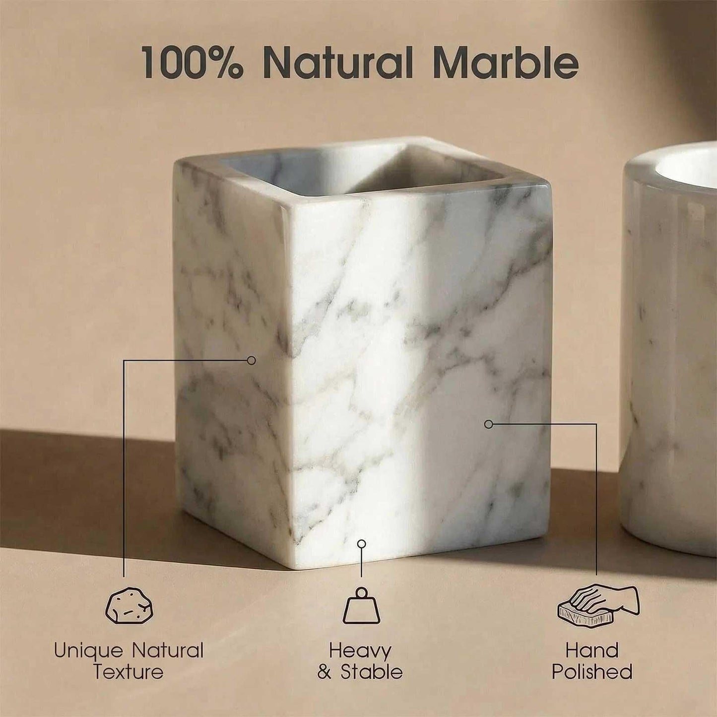 AUSAULAC Natural Marble Tray Heavyweight Stone Vanity Tray for Bathroom Countertop, Coffee Table & Dresser - Handcrafted Rectangular Organizer (White X, 12" x 8" x 1.2")