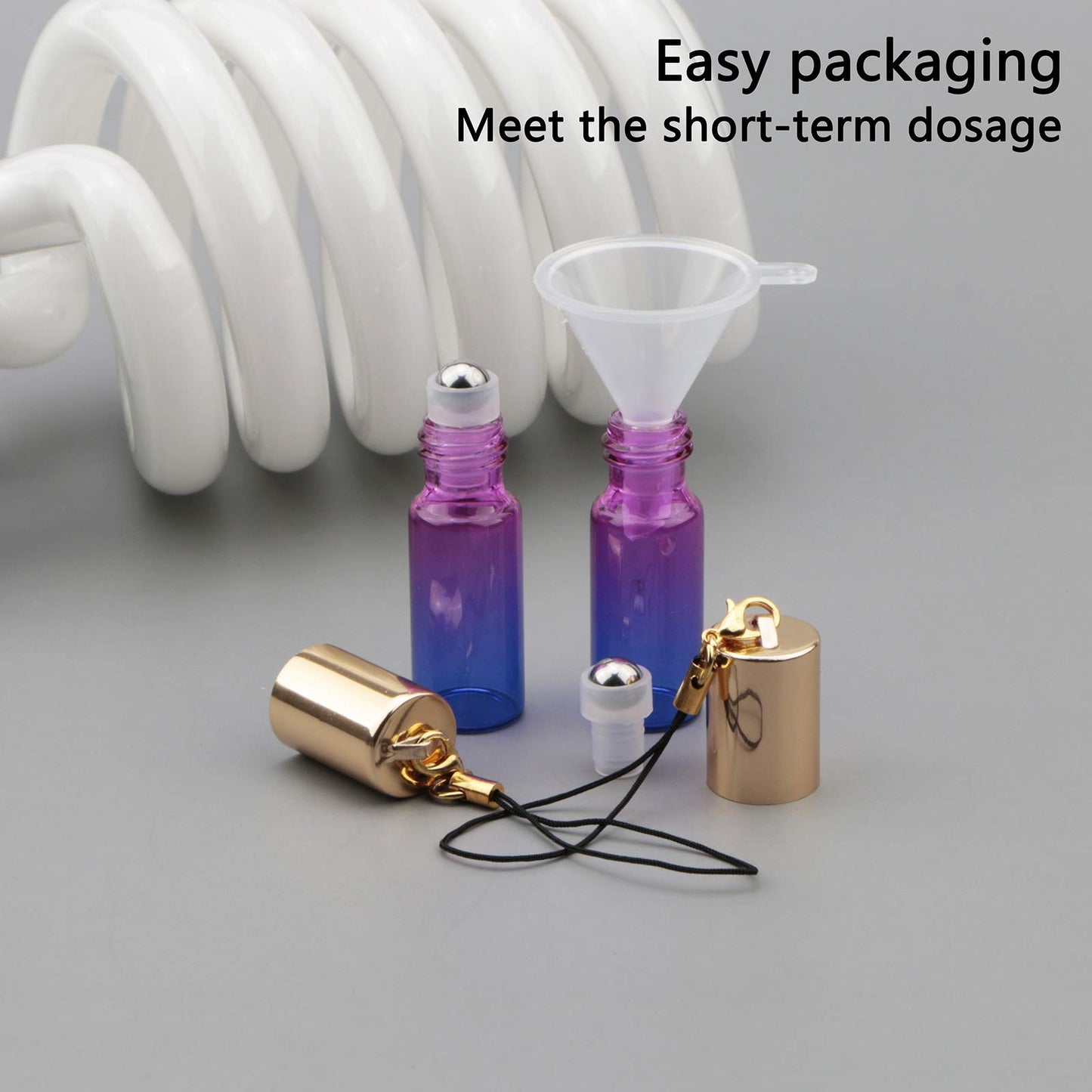 Kesell 15pcs 5ml Glass Roller Bottles Roll on Bottle Stainless Ball Gradient Color for Essential Oils, Aromatherapy Blends, Perfumes