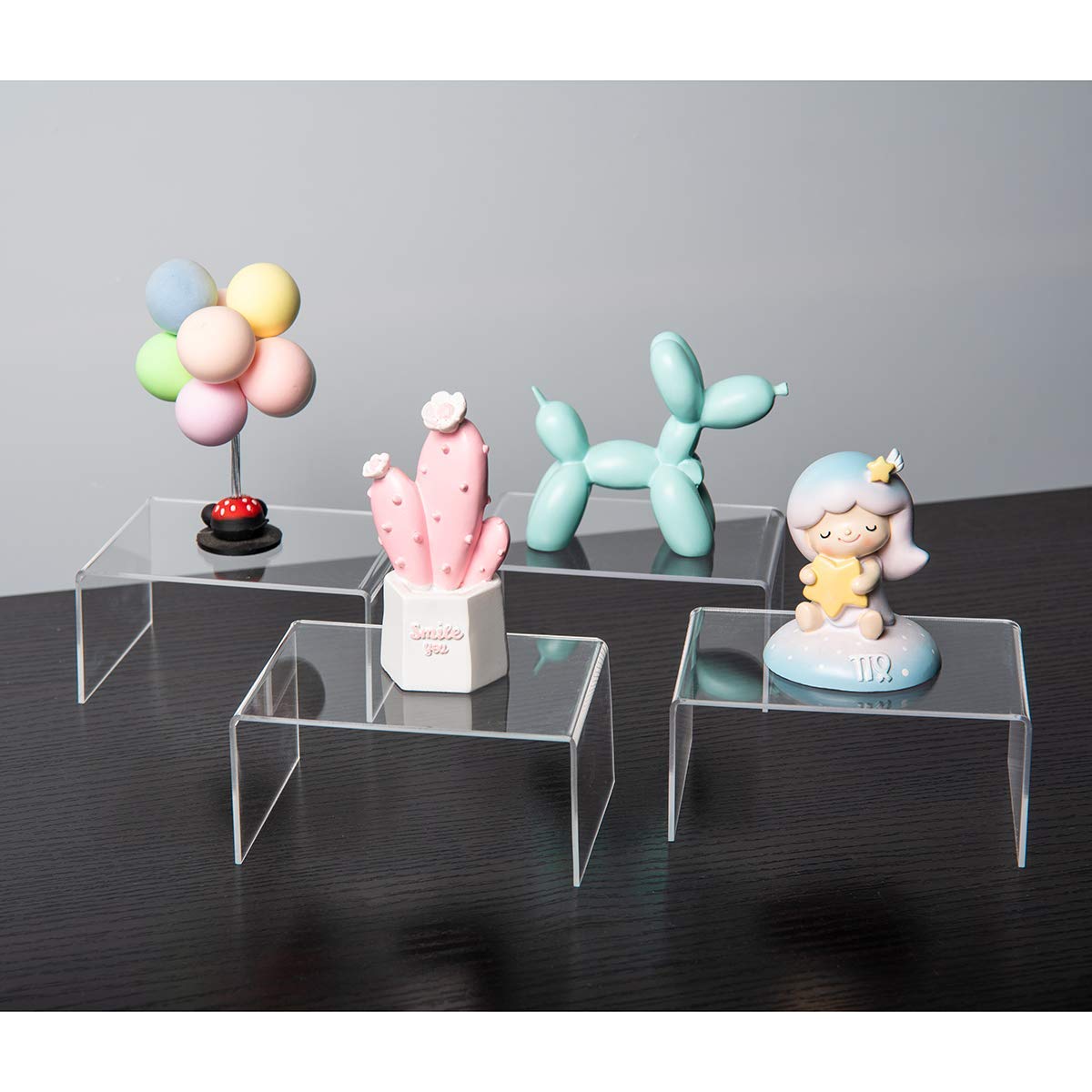 BYCY Clear Acrylic Riser lot of 10 for Jewels, Cupcakes, Tea Sets, Clear Cupcake Stand for Small Toys and Cosmetics (10P-2*3*4)