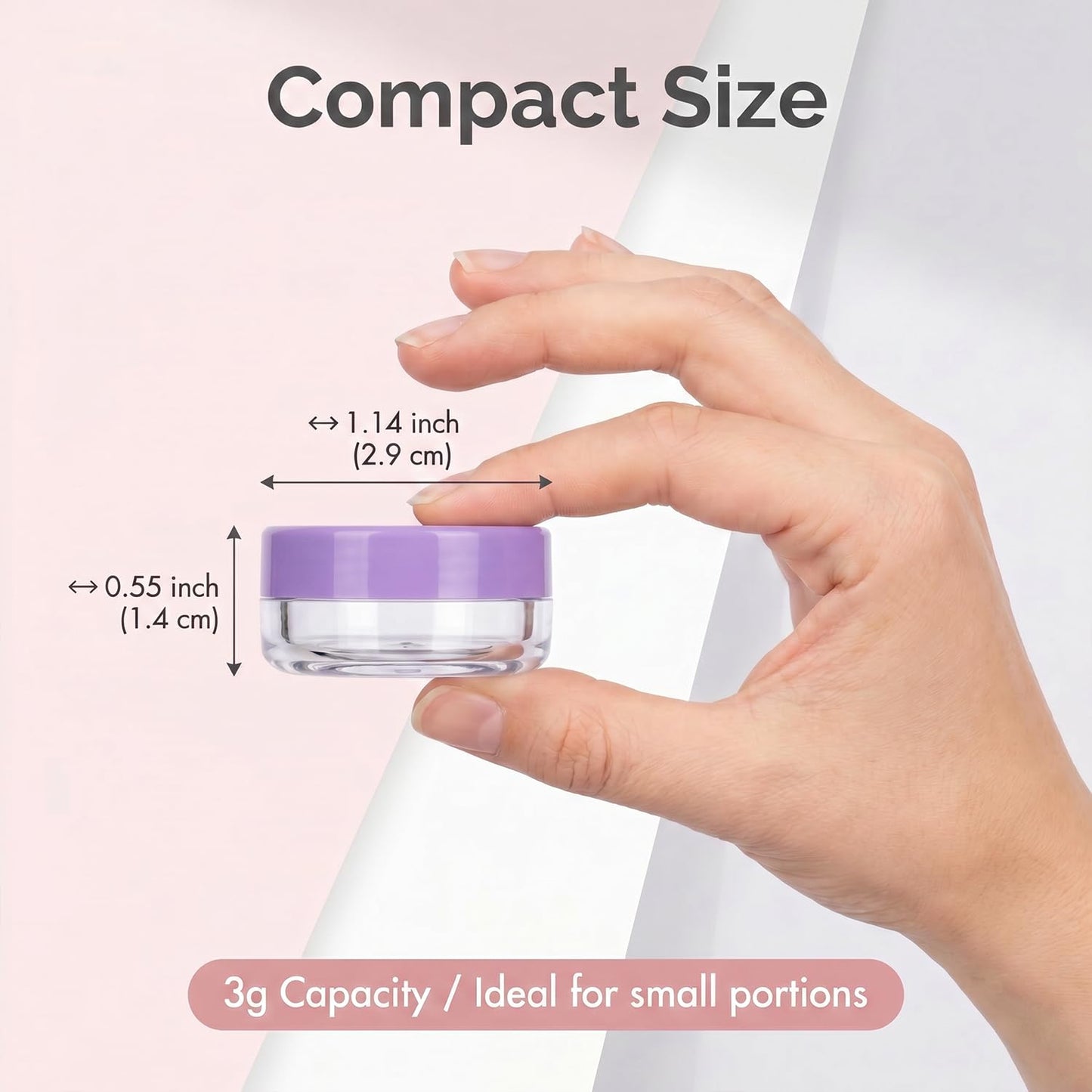 3 Gram Sample Containers with Lids, 100 Count Tiny Sample Jars, Empty Lip Balm Containers, Mini Cosmetic Container with Lids, Makeup Travel Container with Labels, Mini Disposable Spatulas