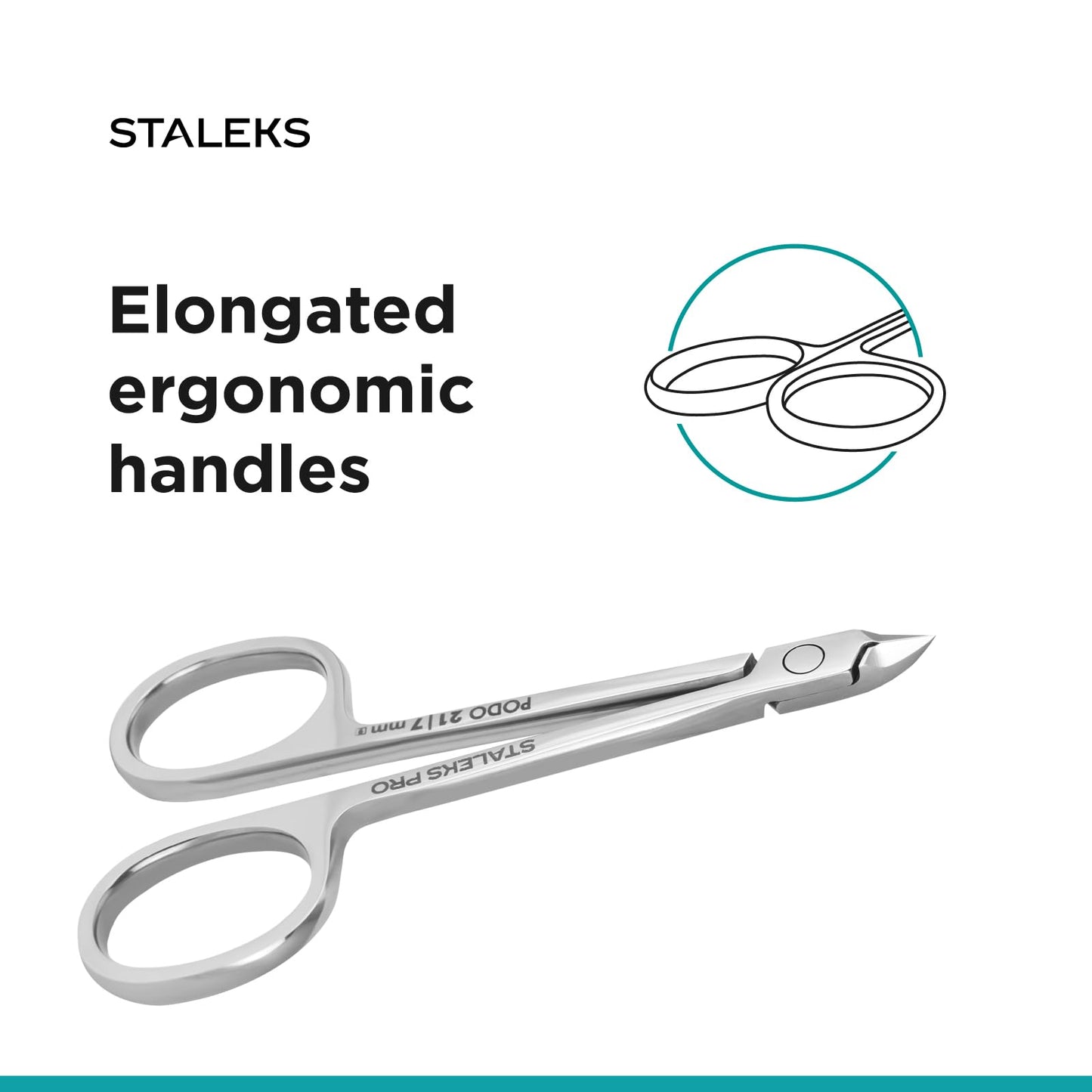 Staleks PODO 21 Podology Scissors-Style Nippers – 7 mm Beveled Straight Blades Without Heel – Enhanced View for Foot Care Work