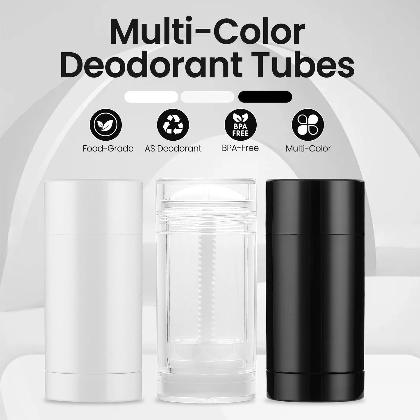 Sherules 15 Pack Clear Empty Deodorant Containers - 1.7oz/50ml Twist-Up Refillable Tubes, Bottom-Fill Round Plastic Sticks for DIY Homemade Deodorant, Lip Balm & Solid Cosmetics