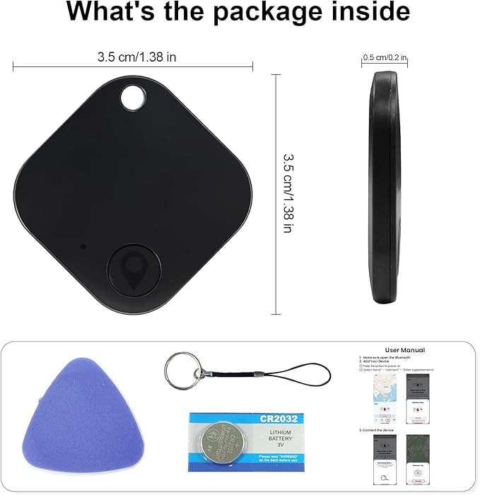 Air Tags-2 Pack Tracker Tag, Work with Apple Find My (iOS Only, Not for Android), Item Finder for Keys, Backpack, Suitcase, Wallet, Luggage, Black