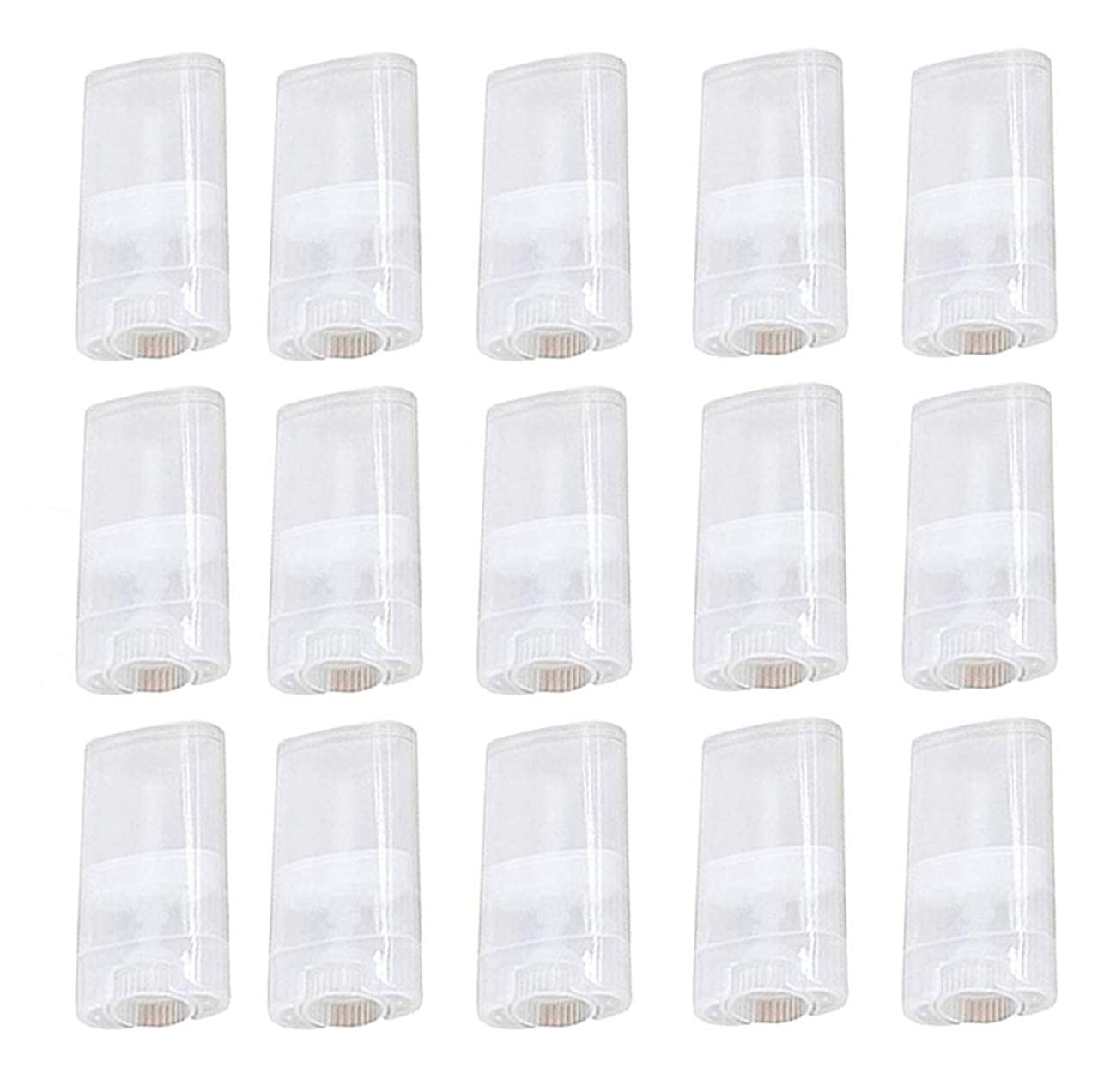 Healthcom 30pcs 0.5 Oz Clear Empty Plastic Deodorant Containers New Empty Oval Lip Balm Tubes 15ml Oval Deodorant Containers for Lipstick Crayon Chapstick DIY Make Your Own Deodorant Lotion Bar