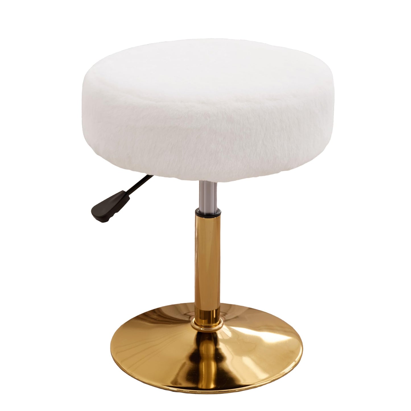 Xenothos Vanity Chair Adjustable Vanity Stool for Vanity Swivel Vanity Stool Chair Ottoman Gold Base White