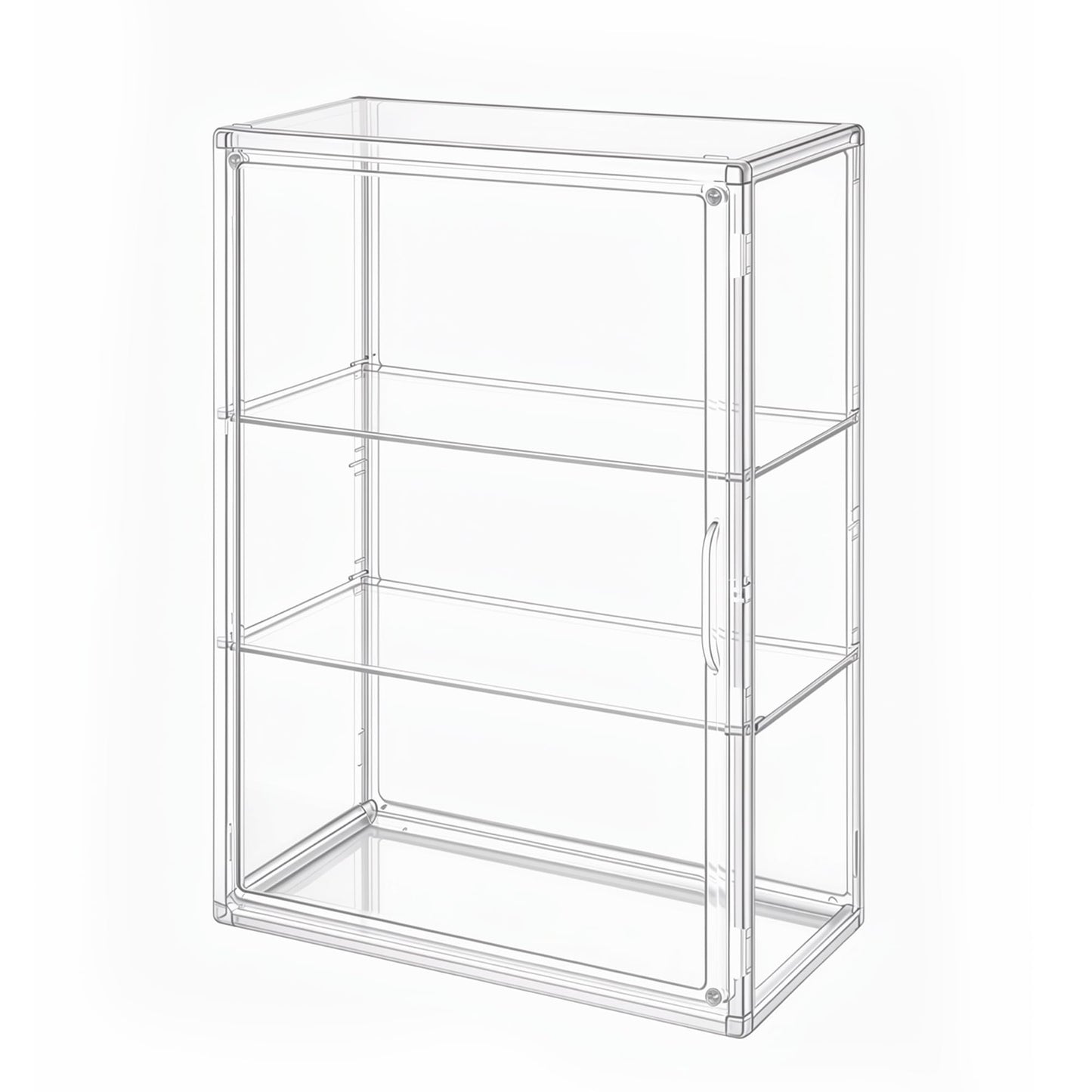 TimberAura 3-Tier Acrylic Display Case for Figures, Wall-Mounted Clear Action Figure Storage Organizer with Magnetic Door & 2 Adjustable Shelves, Dustproof Showcase for Collectibles, 1 Pack