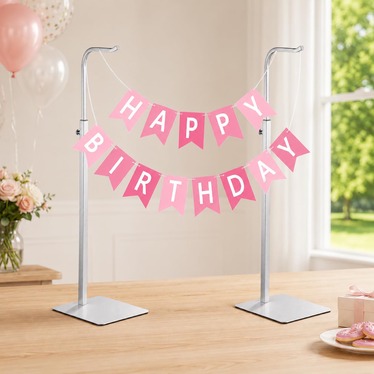 Josmimic 2 Pack Purse Holder Handbag Display Stand: Silver Hanger Rack for Bags, Purses, and Wreath, Adjustable Hook Stand for Tabletop, Closet, and Retail Use for Vendors