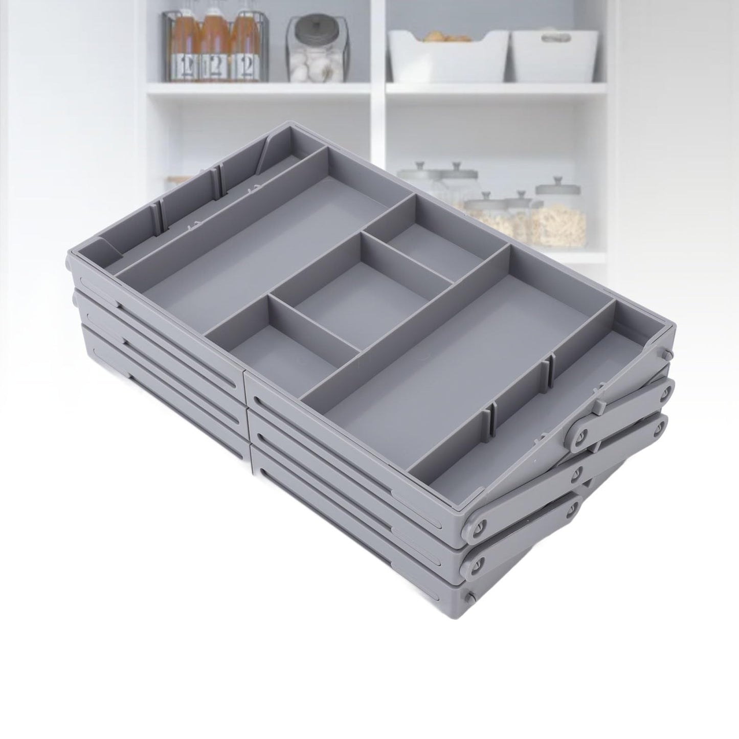 Drawer Organizer, Multi Layer Drawer Foldable Storage Box for Dresser Bathroom Kitchen Office, Expandable Folding Jewelry Organizer Tray (3 Layers)