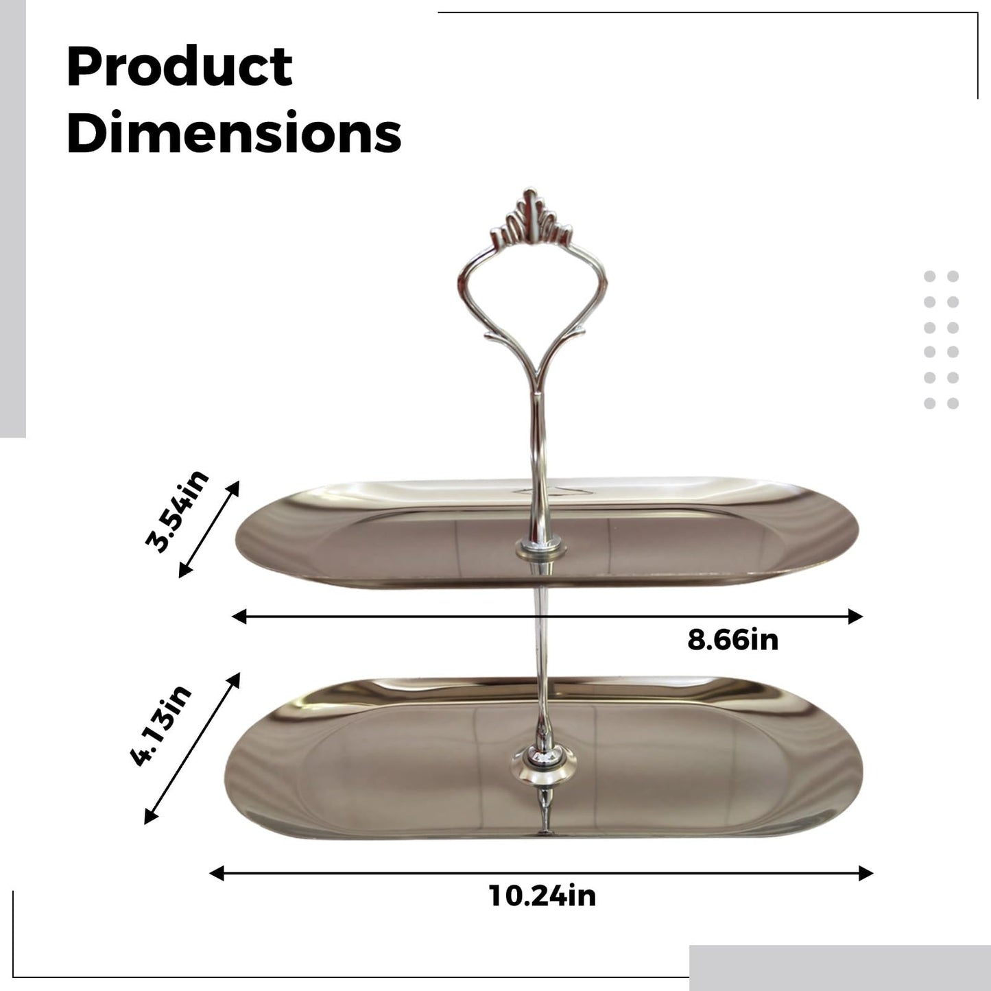 2-Tier Dessert Stand, European Style Stainless Steel Cake Stand with Crown Zinc Alloy Support, Lightweight Creative Home Afternoon Tea Pastry Cosmetic Tray, Fruit Plate