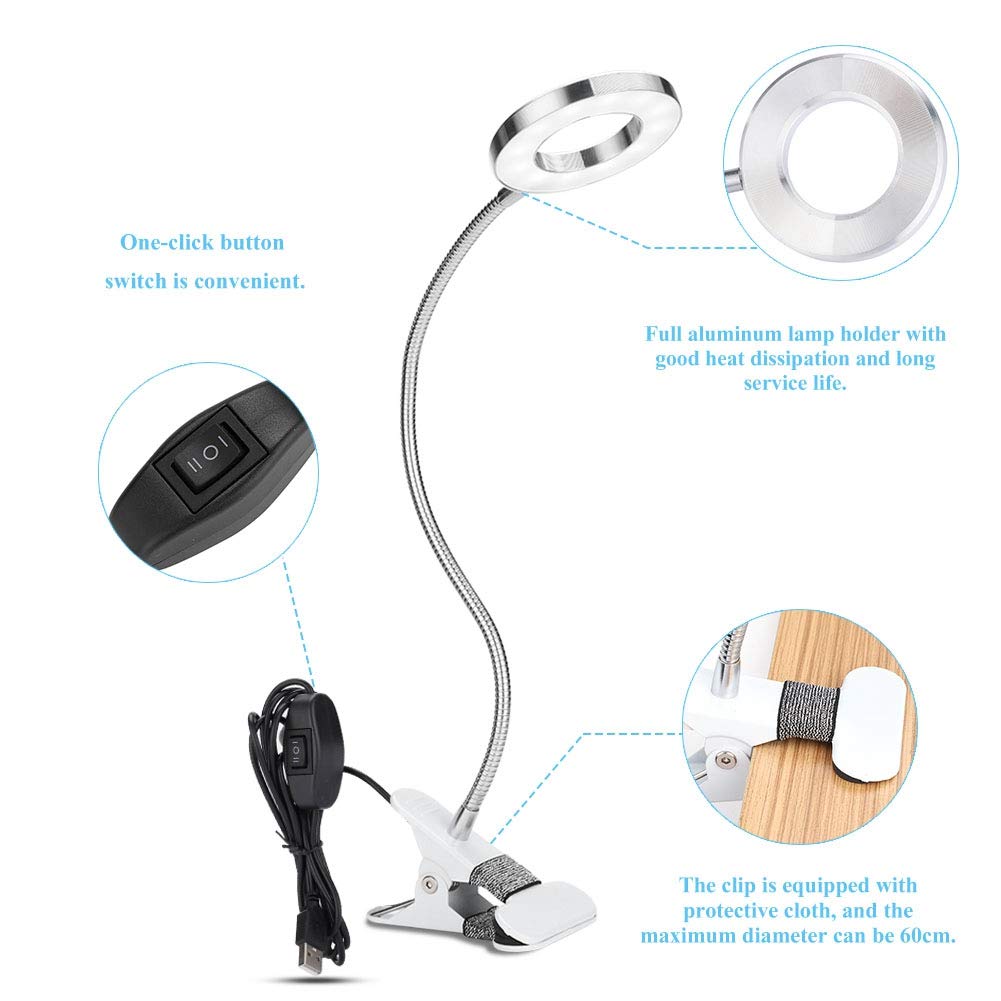 lamp,USB Circle Makeup Lamp Eyebrow Lip Beauty Salon Desktop Led Lights with Clip