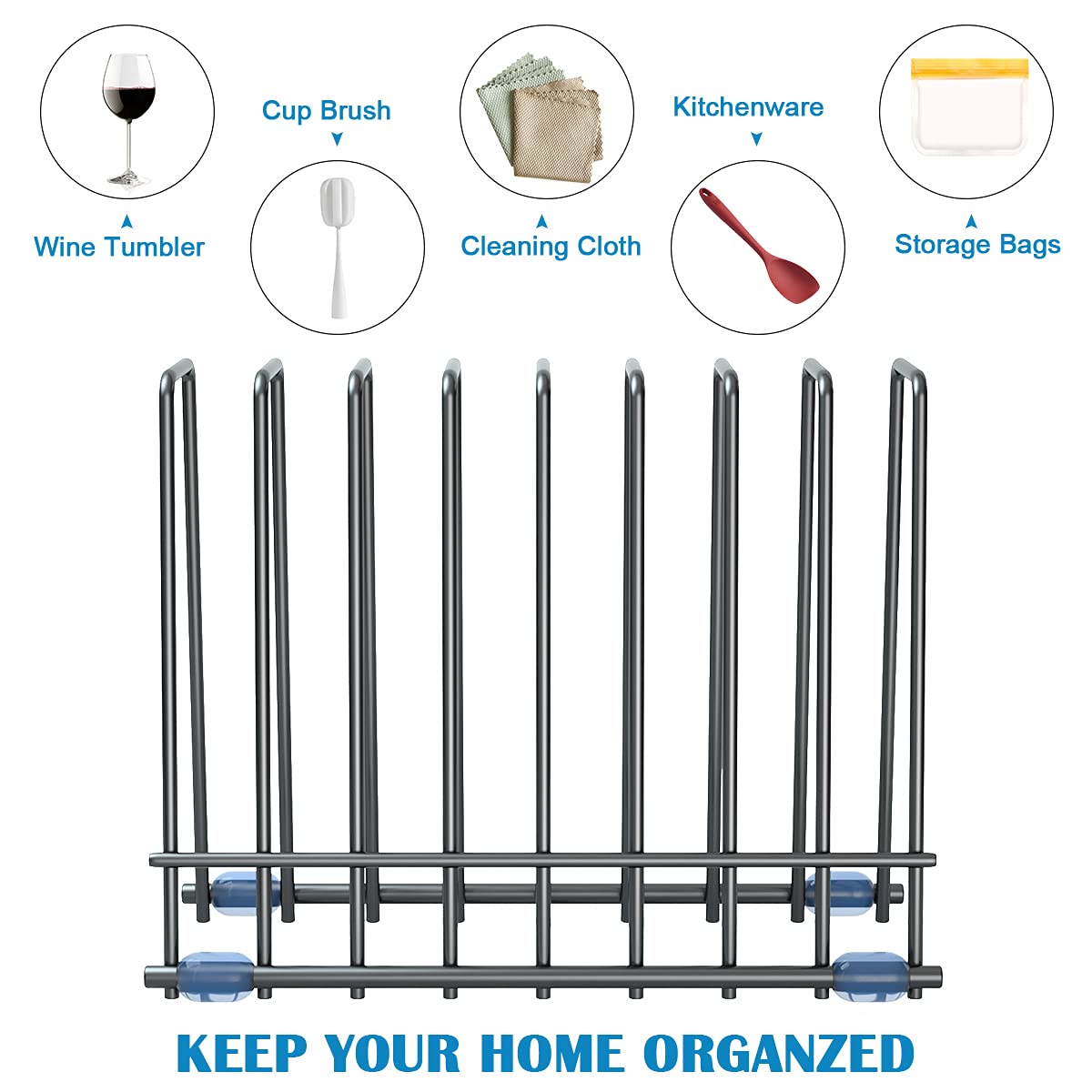 Reusable Storage Bags Rack, Stainless Stand for Reusable Storage Bags, Drying Rack Holder for Reusable Bags, Books, Makeup Brush (Black)