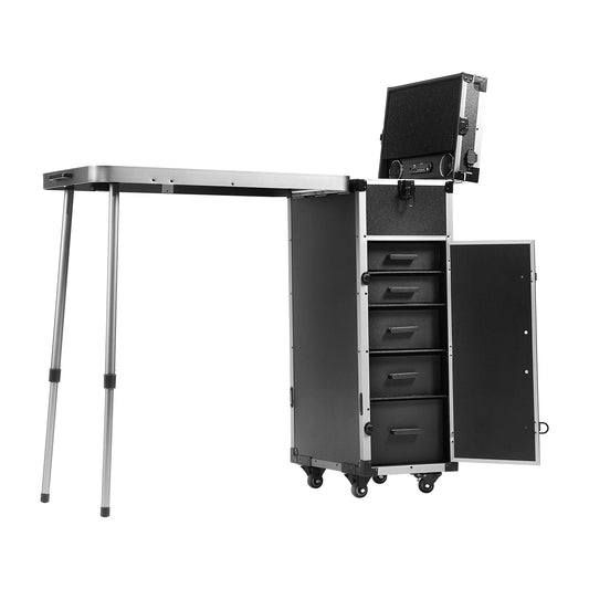 VEVOR Professional Makeup Train Case Aluminum Cosmetic Case Workbench with Supporting Legs Rolling Makeup Case HZXXGZTSZDS02K8W5V1