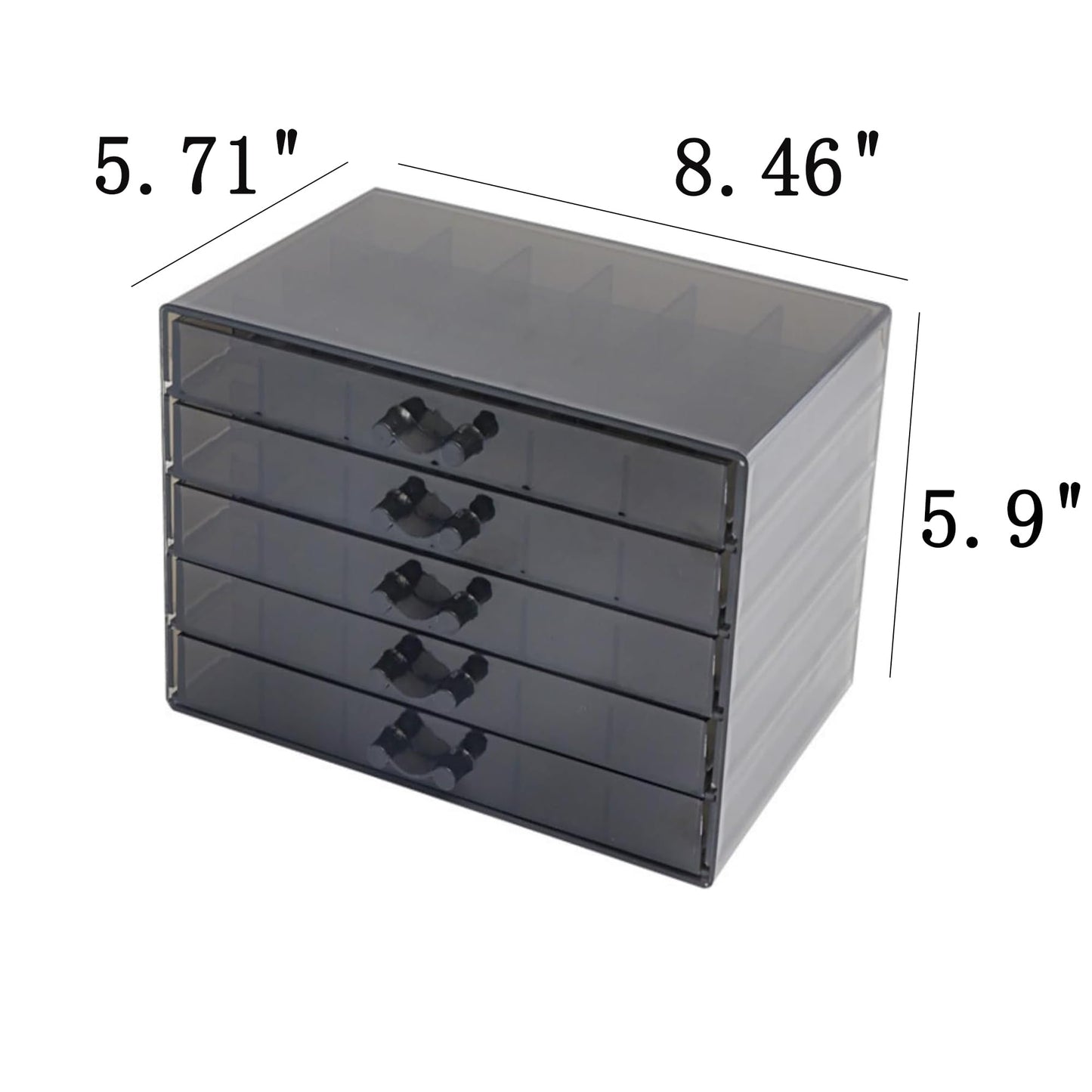 Feadily Acrylic Jewelry Organizer Box, Jewelry Drawer Organizer With 5 Drawers 120 Grids, Black