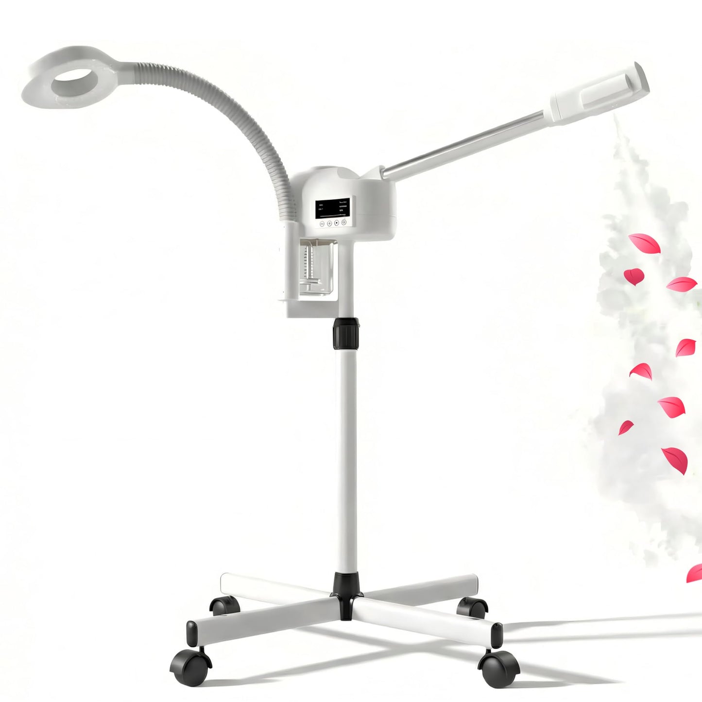 Facial Steamer Professional, Facial Steamer with Magnifying Lamp for Esthetician, 2 in 1 Ozone Steamer for Face, Face Steamer for Facial Deep Cleaning, White.