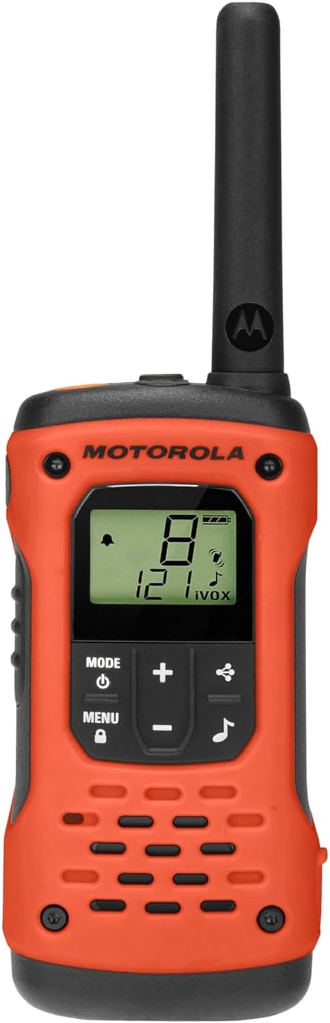 Motorola Solutions, Portable FRS Talkabout T605 H2O Two Way Radios 4-Pack, Walkie Talkies Orange Waterproof 10 PTT Earpieces Rechargeable, Carrying Case, Orange/Black