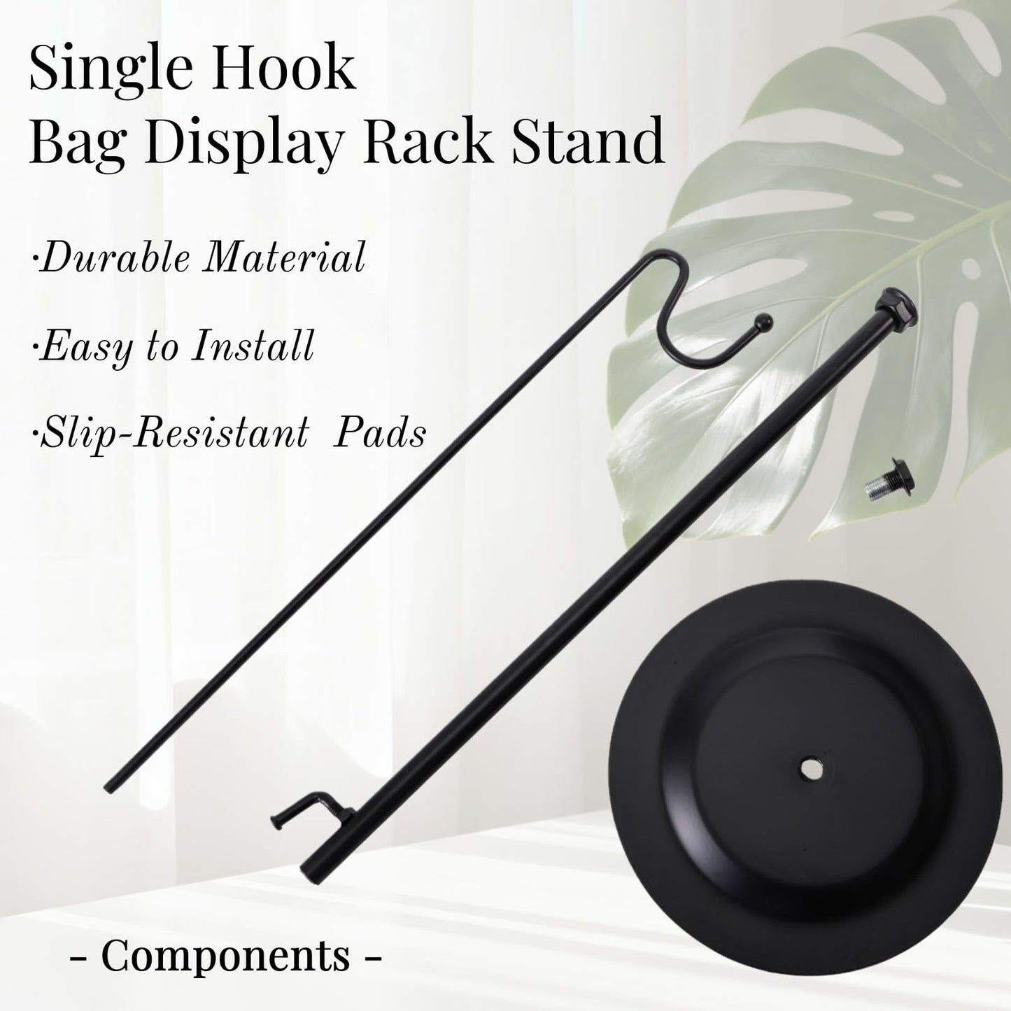 Mezchi 6 Pack Purse Display Stands, Adjustable Metal Handbag Holder, Single Hook Bag Display Rack Stand for vendors, Retail, Boutiques, Commercial Store, Black